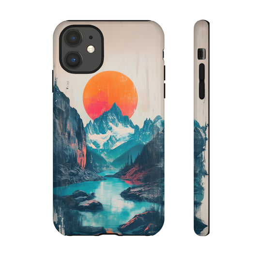 Blue Mountain Orange Sun Risograph