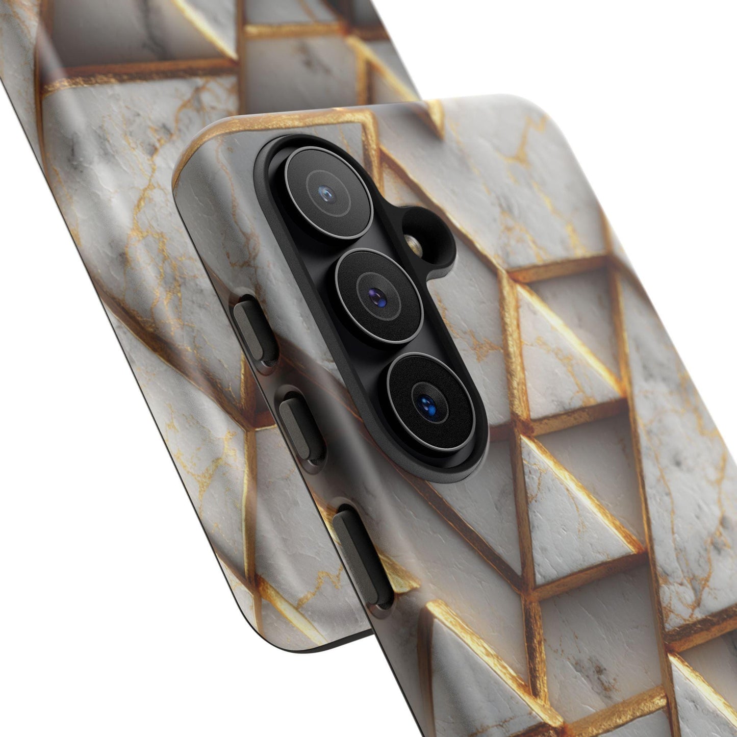 Geometric White Gold Marble