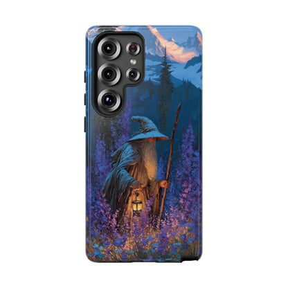 Wizard Walking Twilight Meadow Lantern