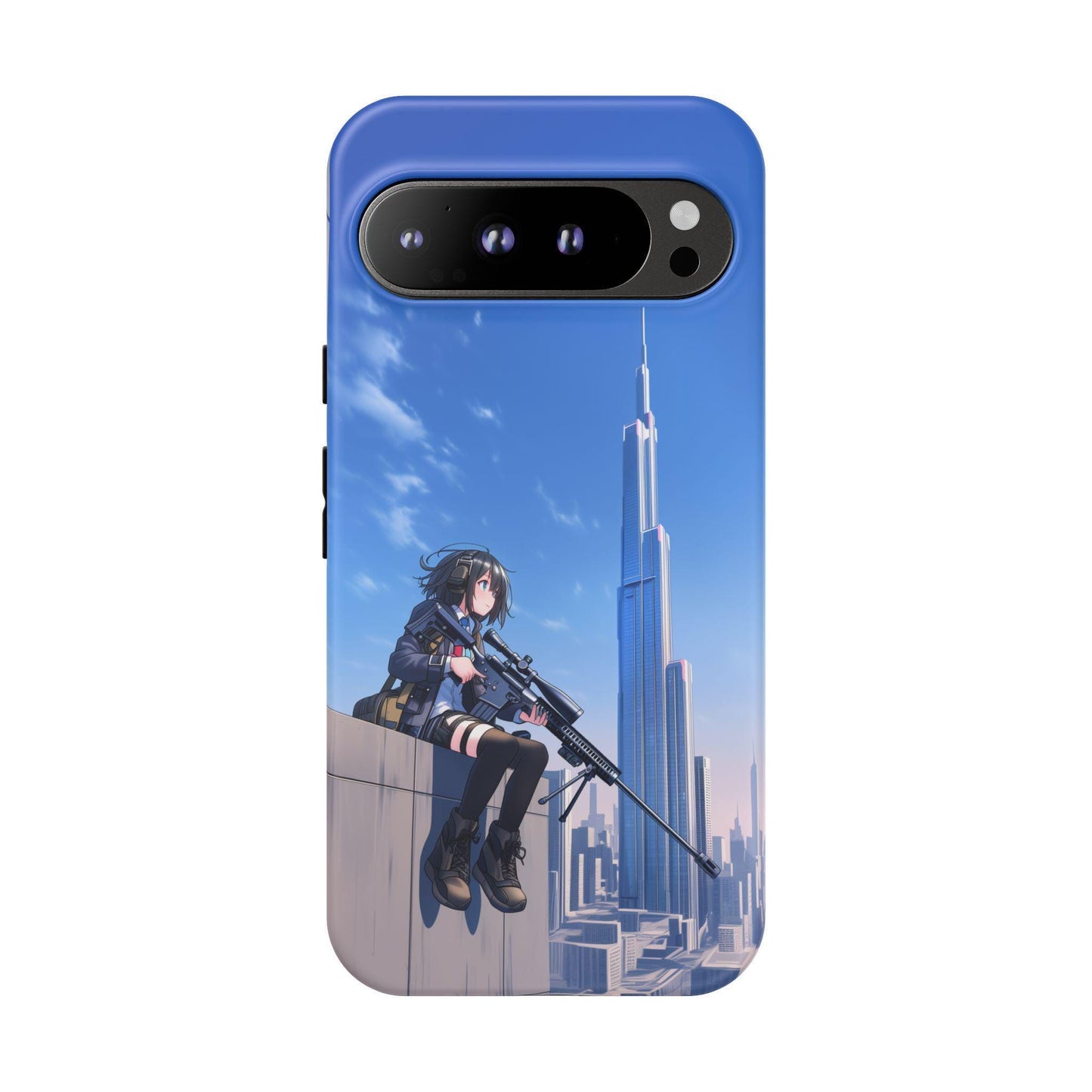 Sniper Anime Girl City Buildings