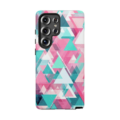 Abstract Triangles Pink Teal Pattern