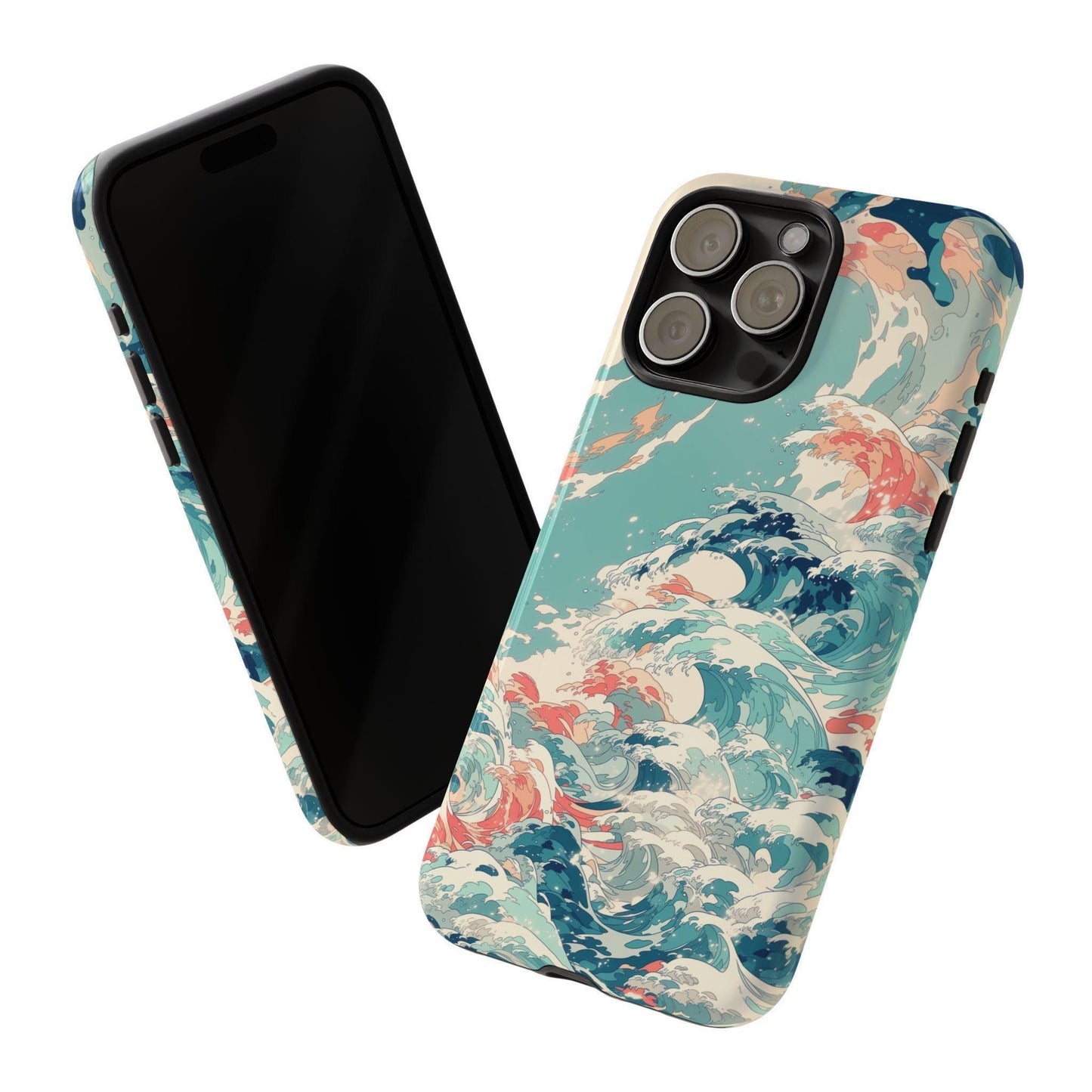 Teal Ocean Waves Coral Pastel