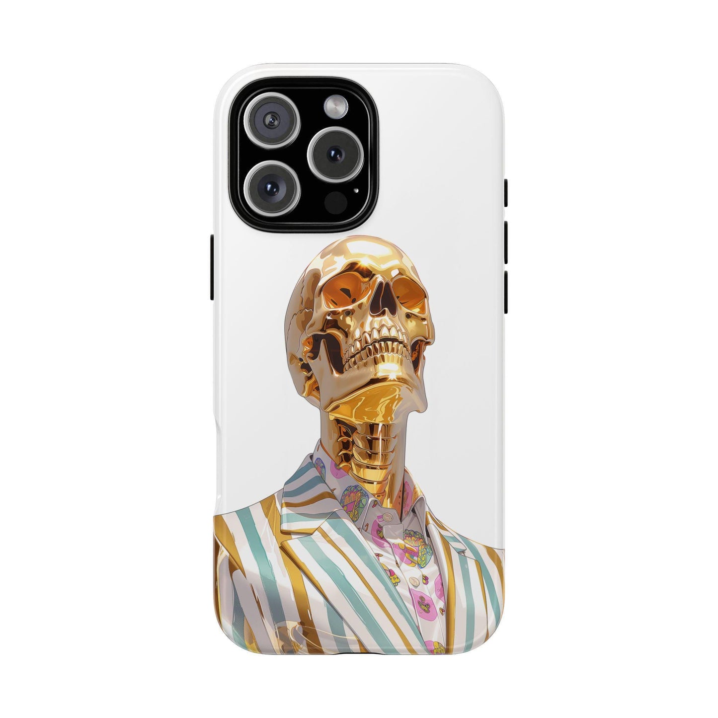 Golden Skeleton Striped Suit Skull