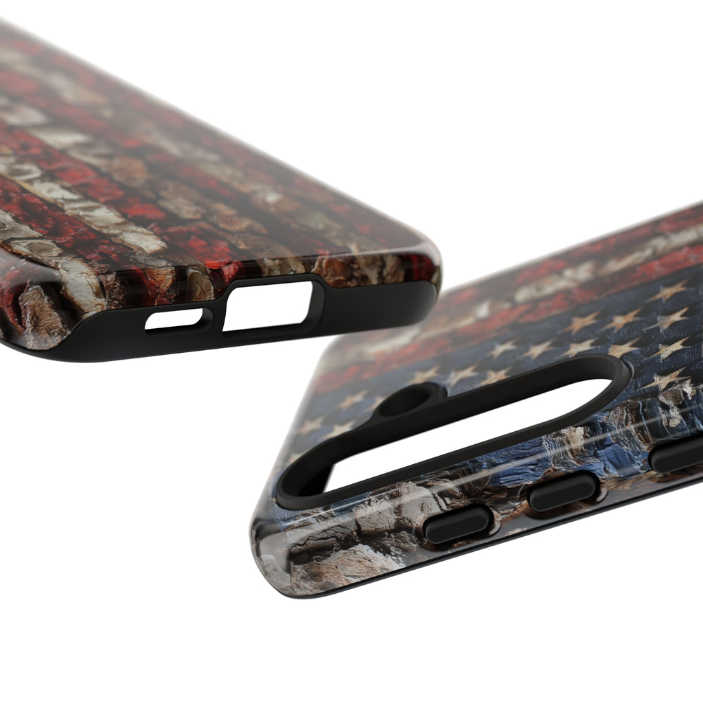 American Flag Bark Wood UV Print