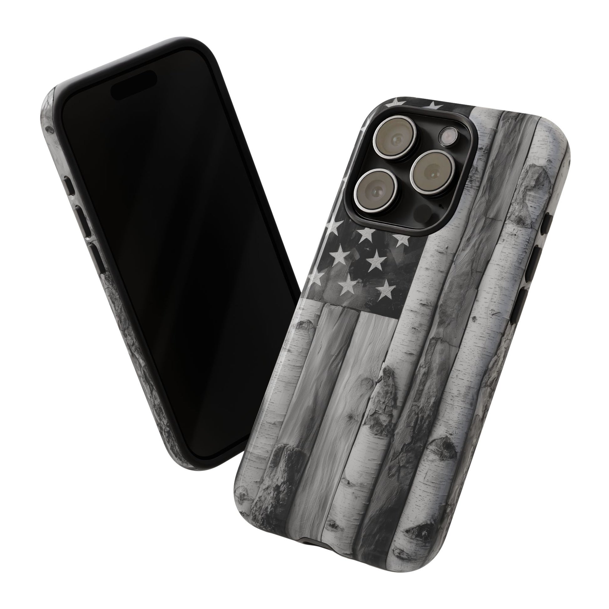 American Flag Flat Gray Wood Tone