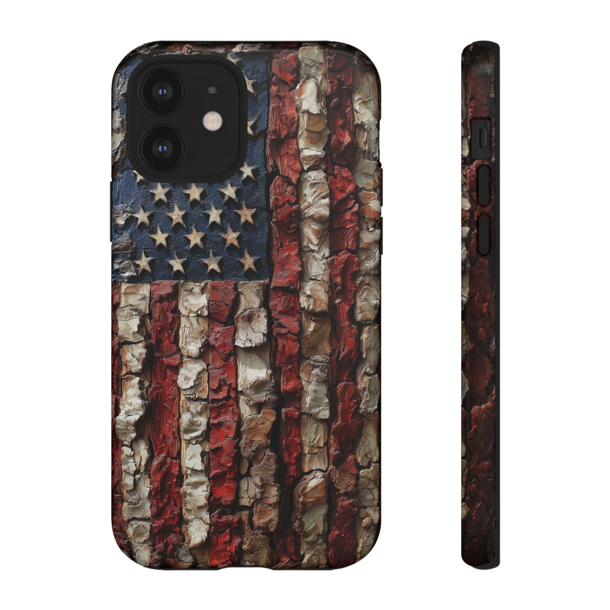American Flag Bark Wood UV Print