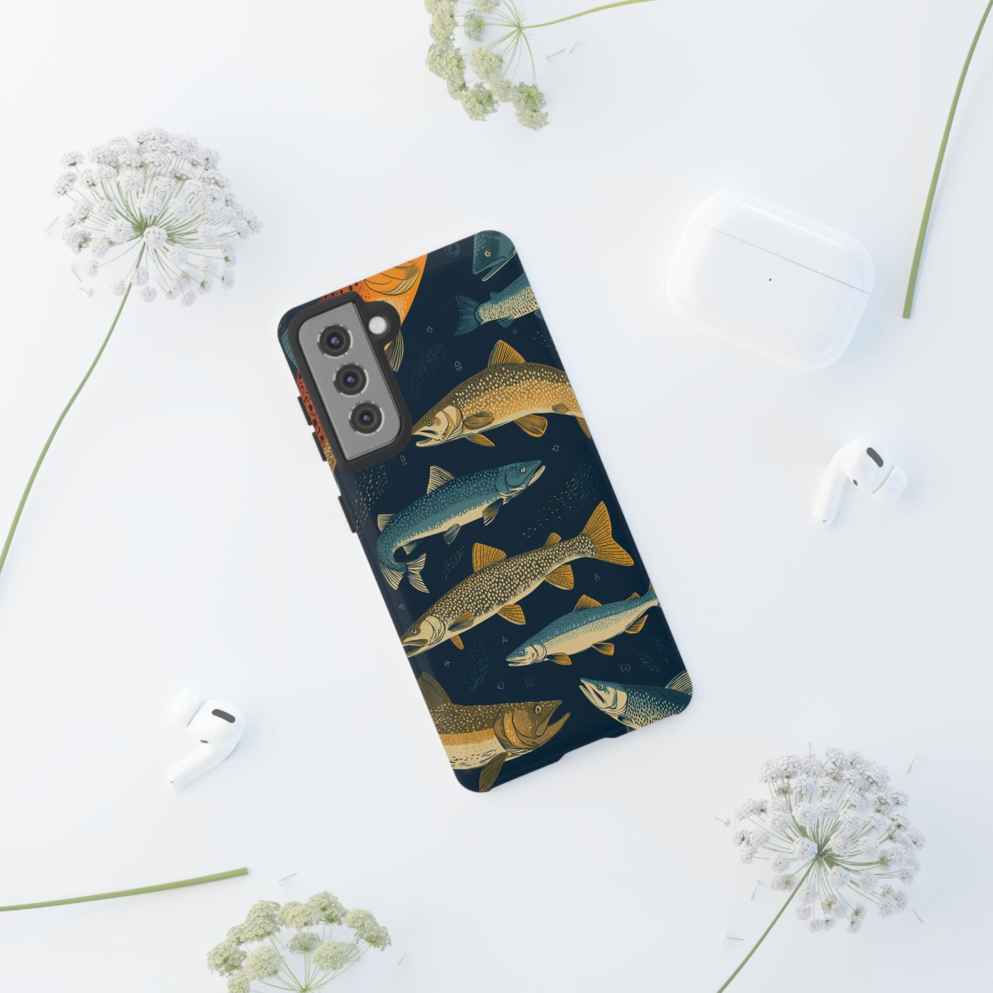 Abstract Fish Salmon Fishing Pattern