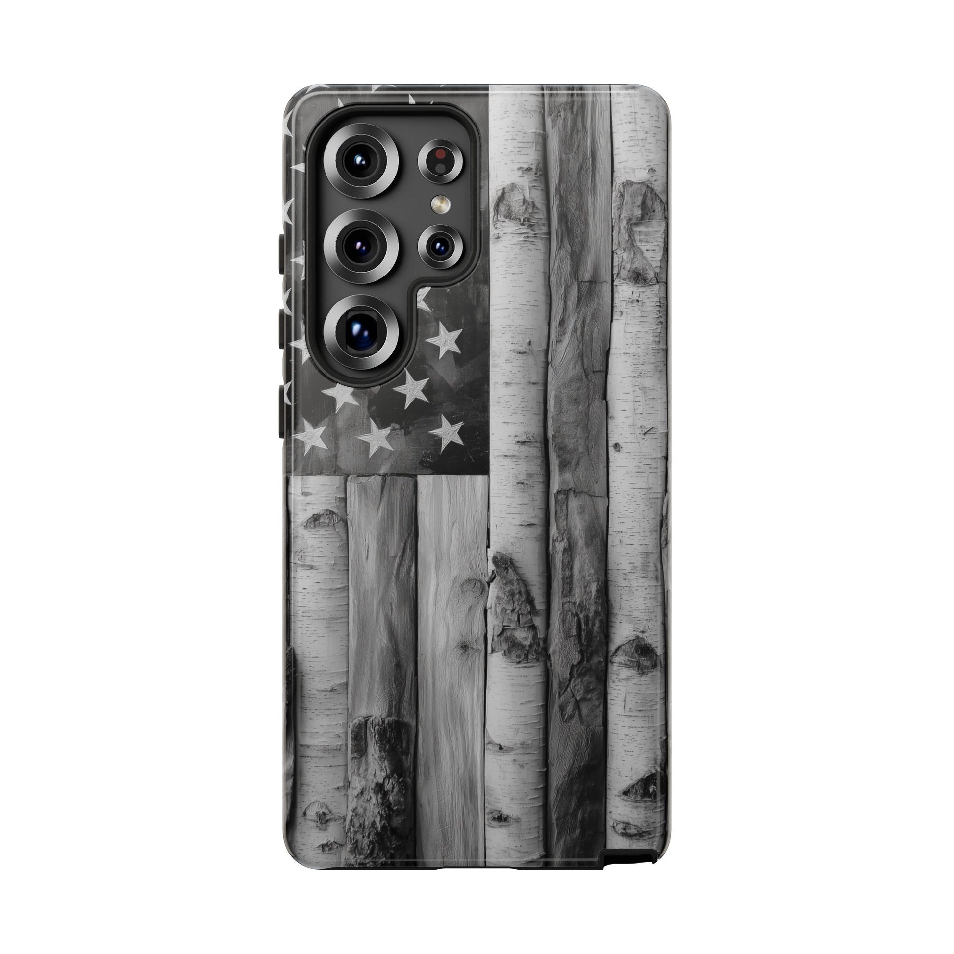 American Flag Flat Gray Wood Tone