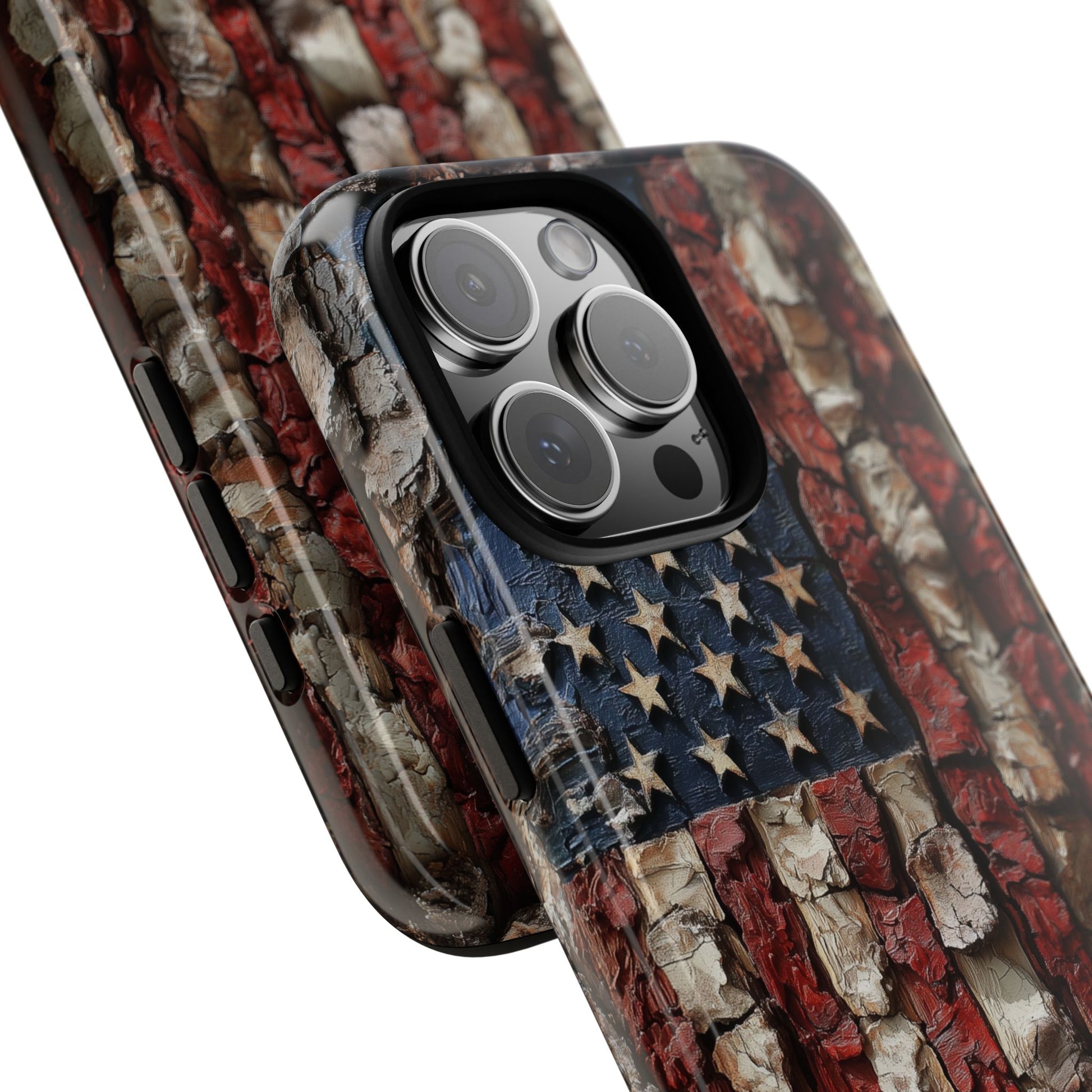 American Flag Bark Wood UV Print