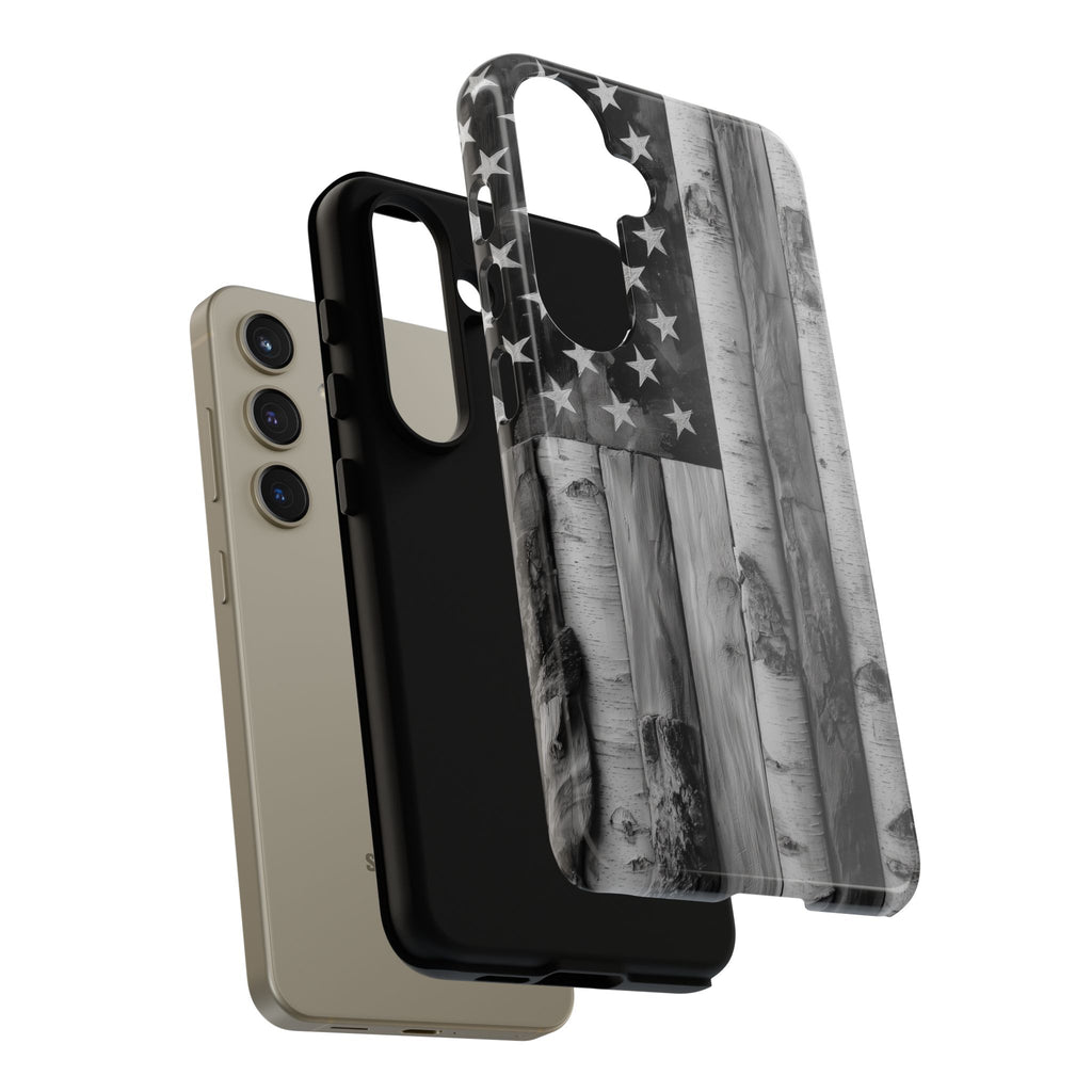 American Flag Flat Gray Wood Tone