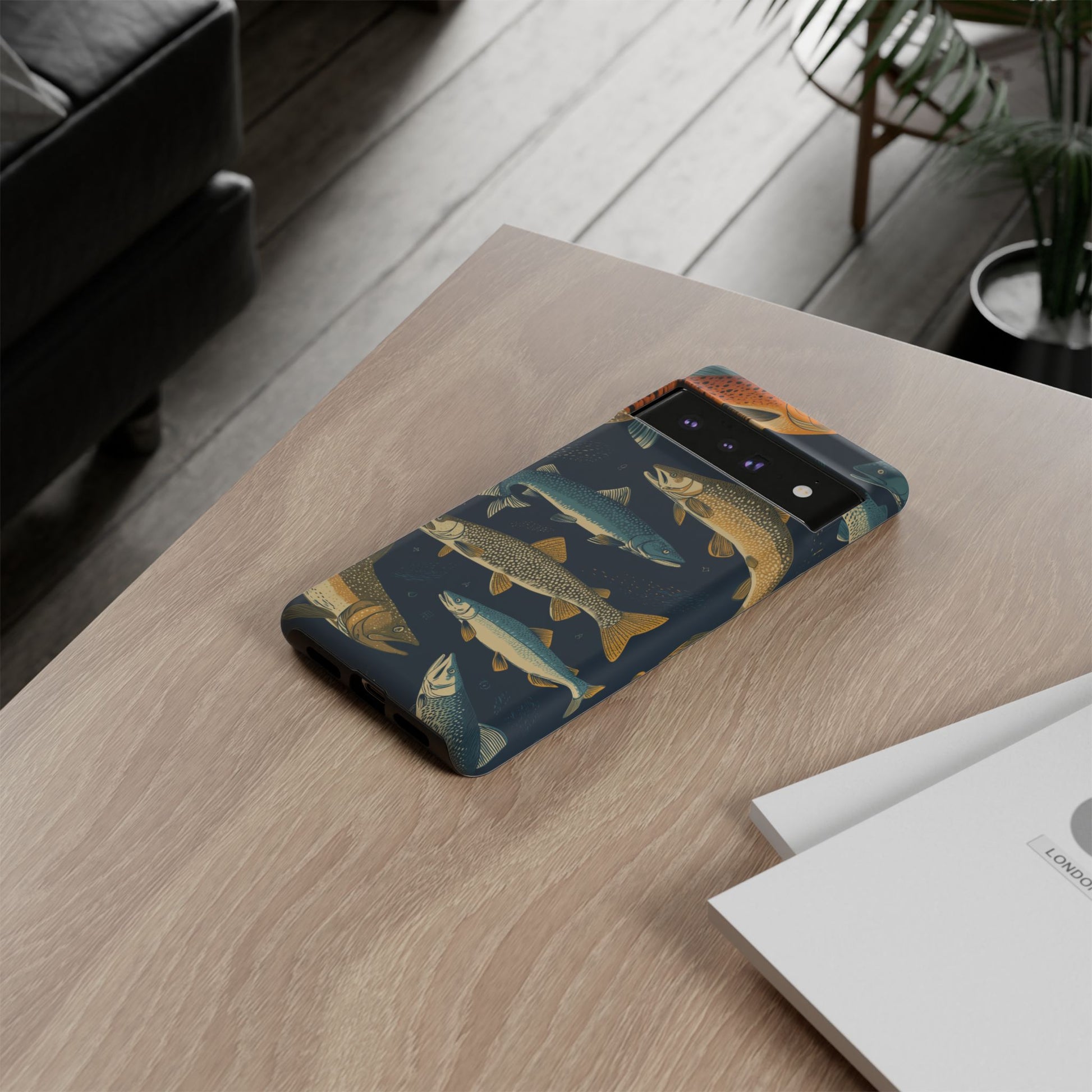 Abstract Fish Salmon Fishing Pattern