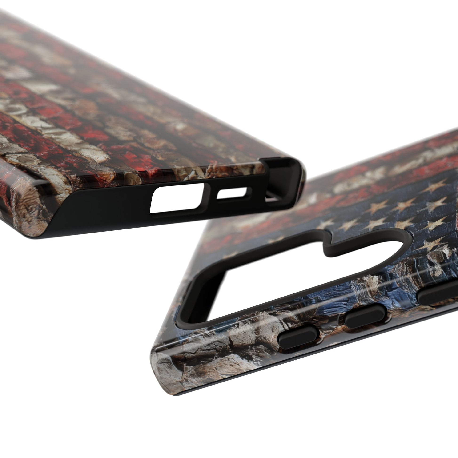 American Flag Bark Wood UV Print