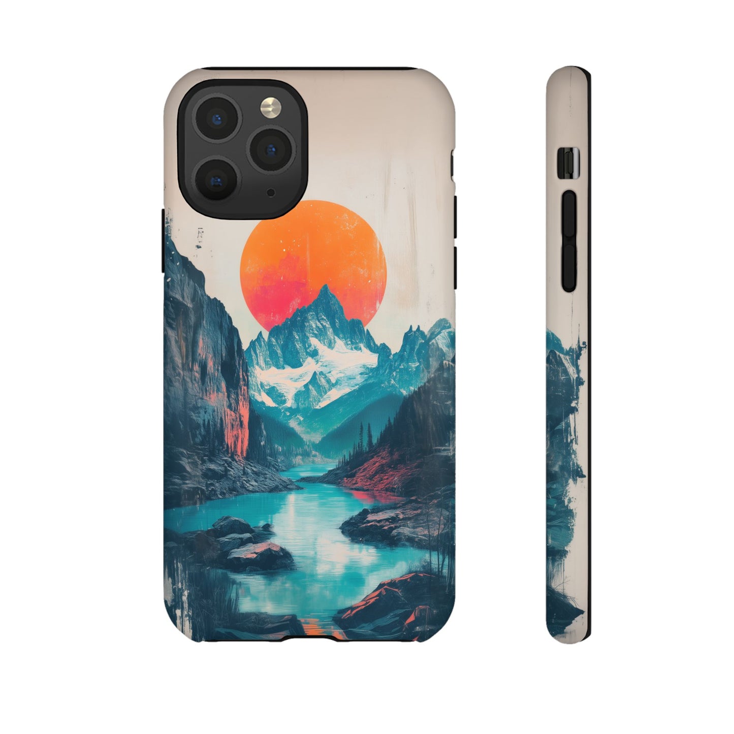 Blue Mountain Orange Sun Risograph