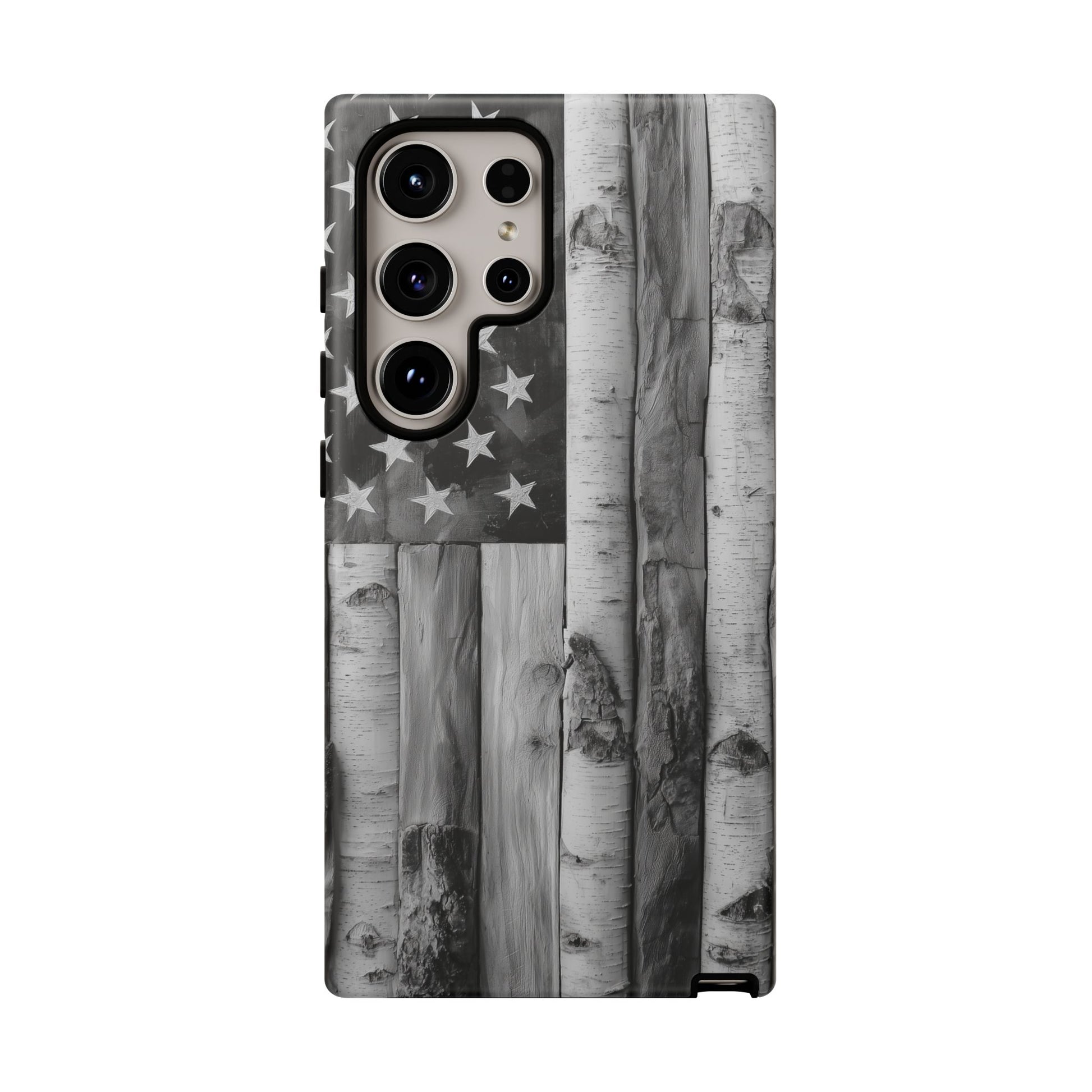 American Flag Flat Gray Wood Tone