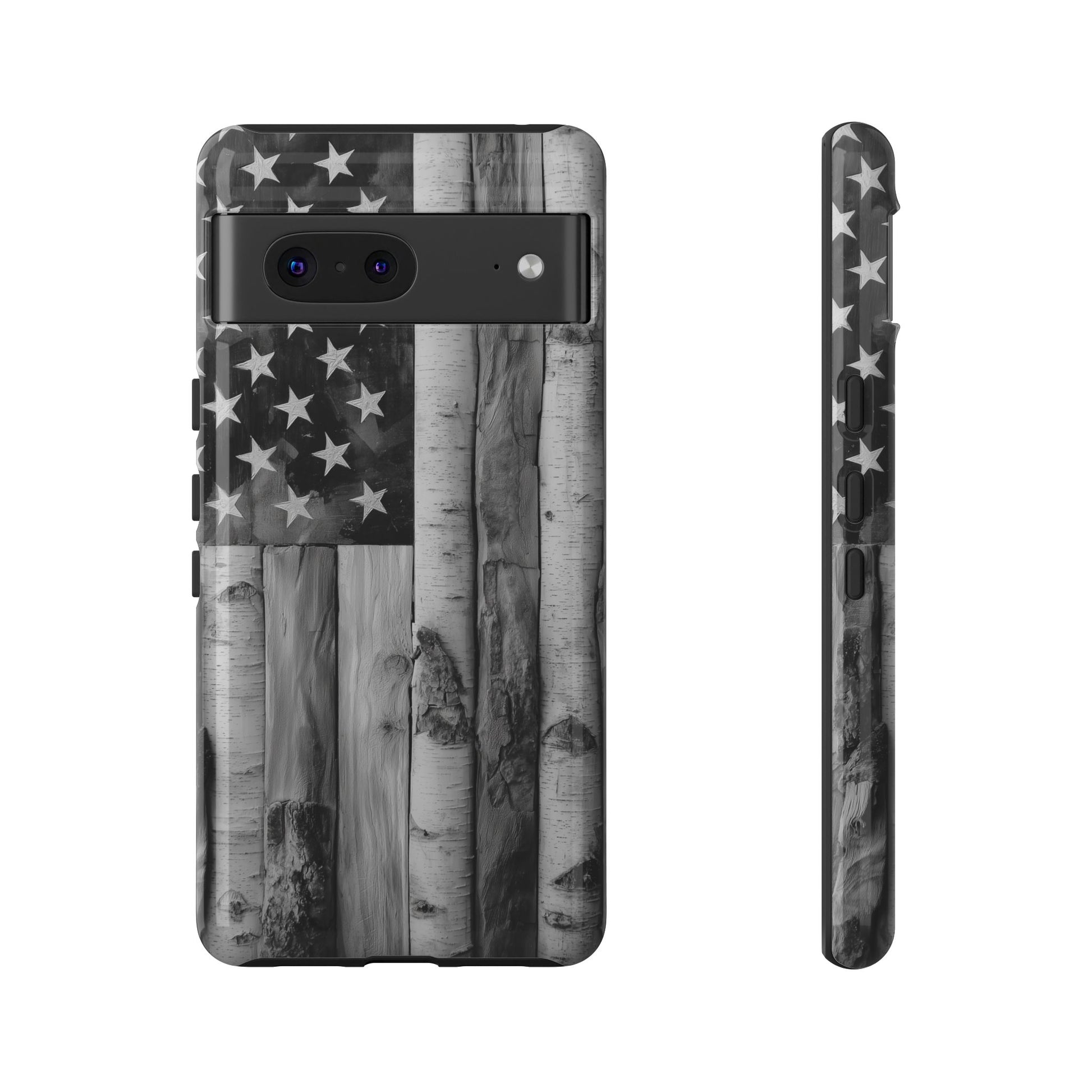 American Flag Flat Gray Wood Tone