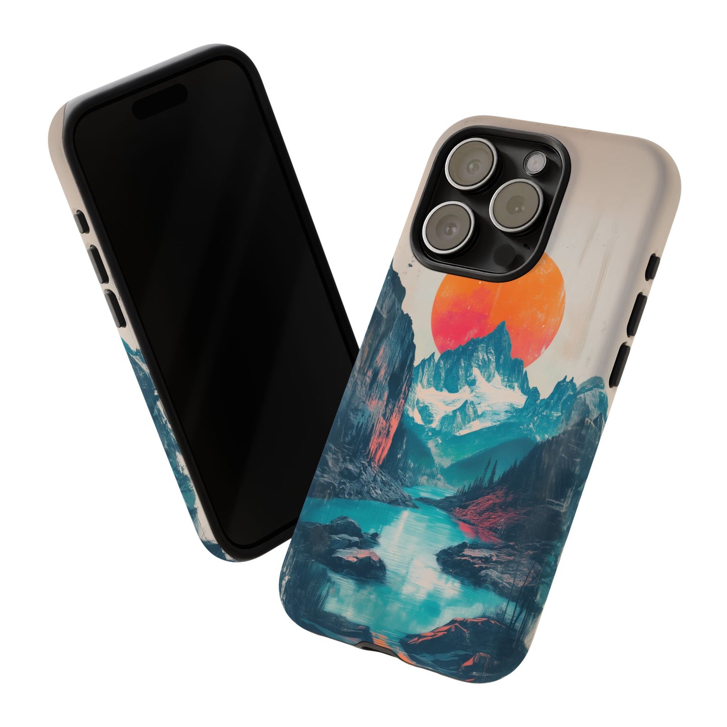 Blue Mountain Orange Sun Risograph