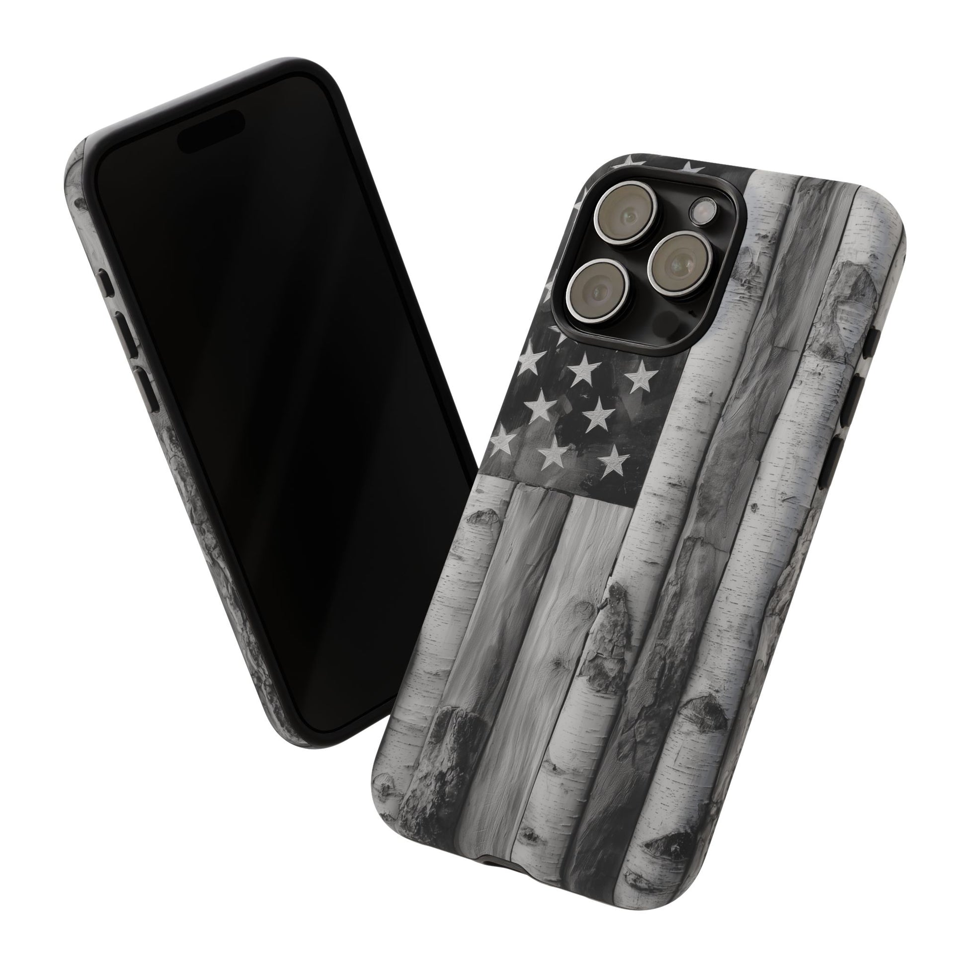 American Flag Flat Gray Wood Tone