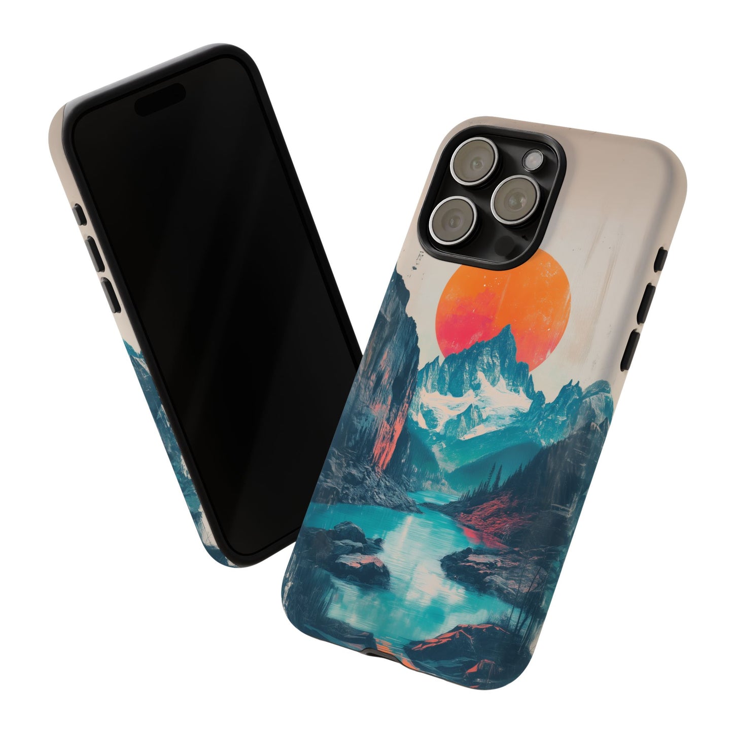 Blue Mountain Orange Sun Risograph