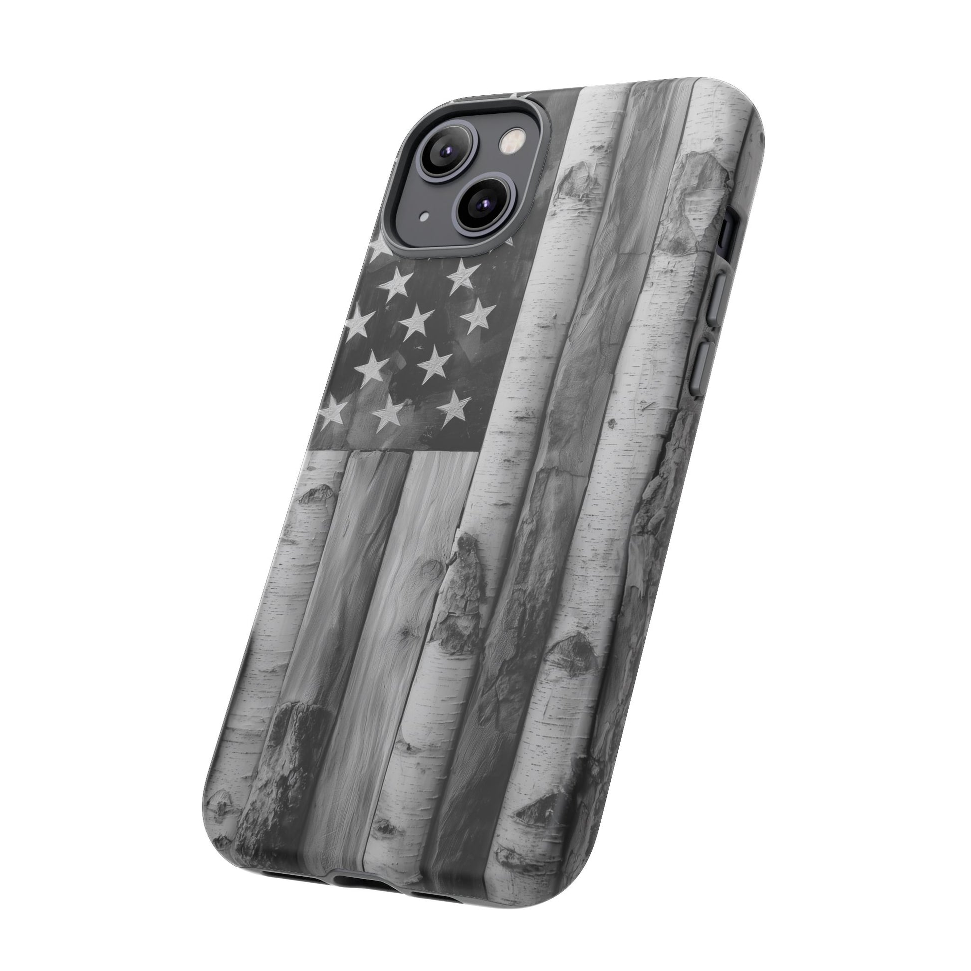 American Flag Flat Gray Wood Tone