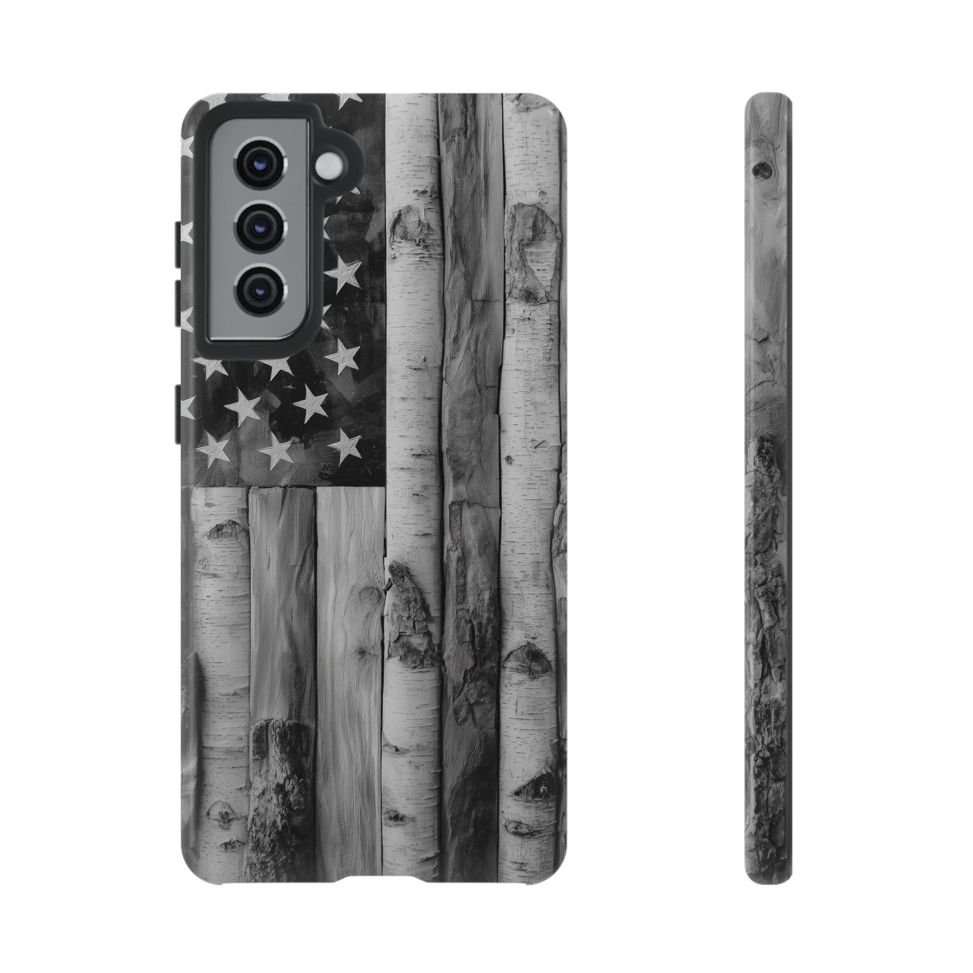 American Flag Flat Gray Wood Tone