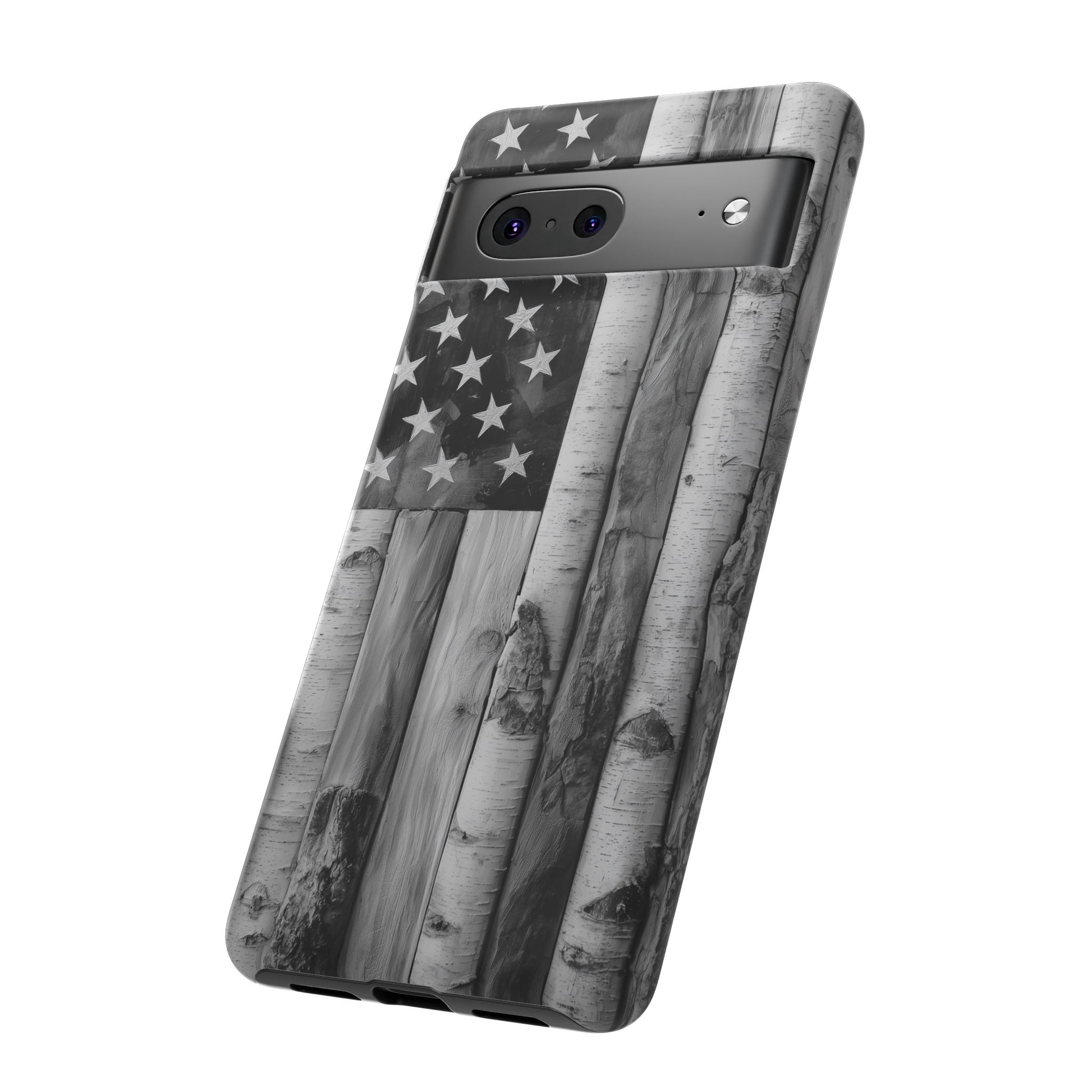 American Flag Flat Gray Wood Tone