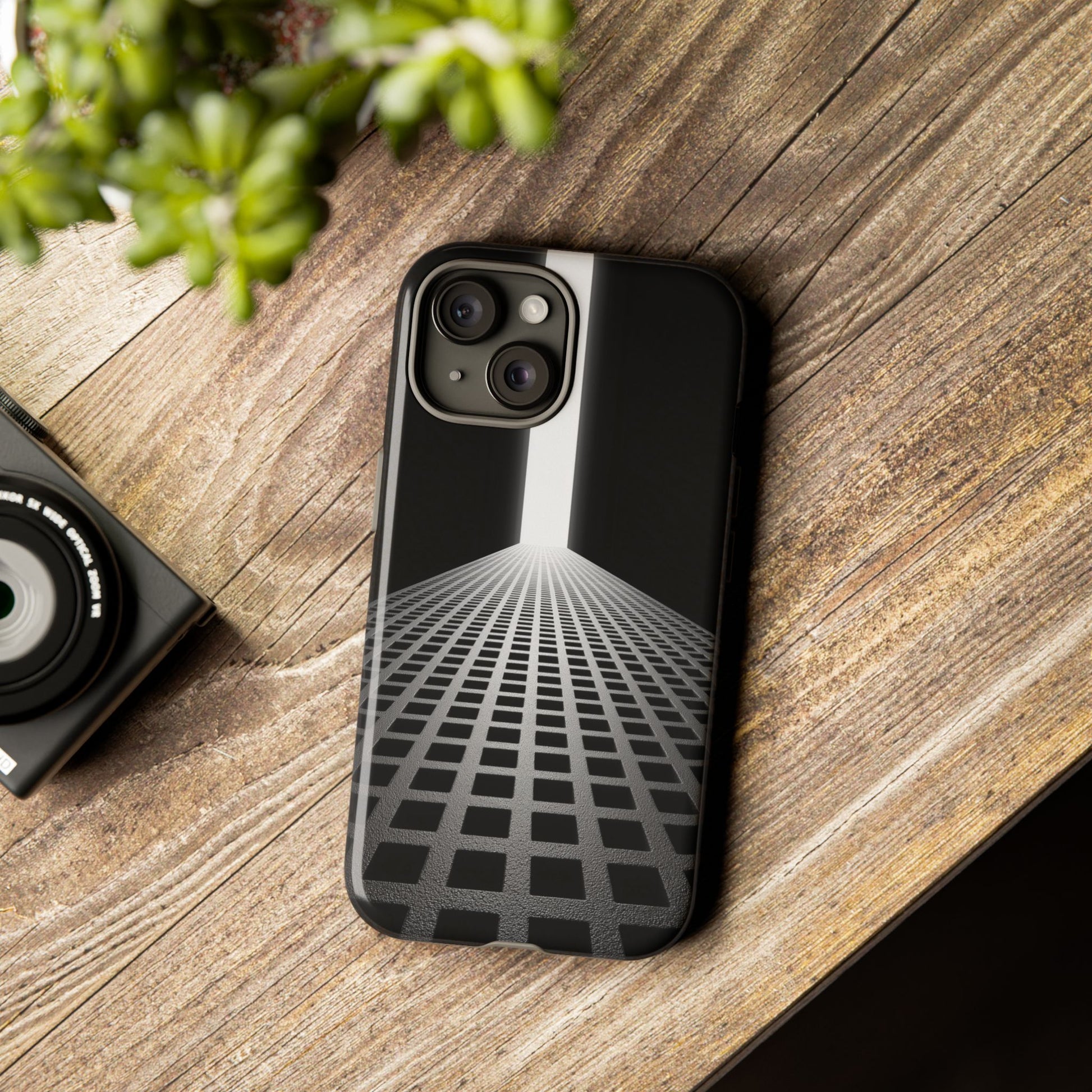 Black Gray Minimalist Grid Surreal Building Pathway