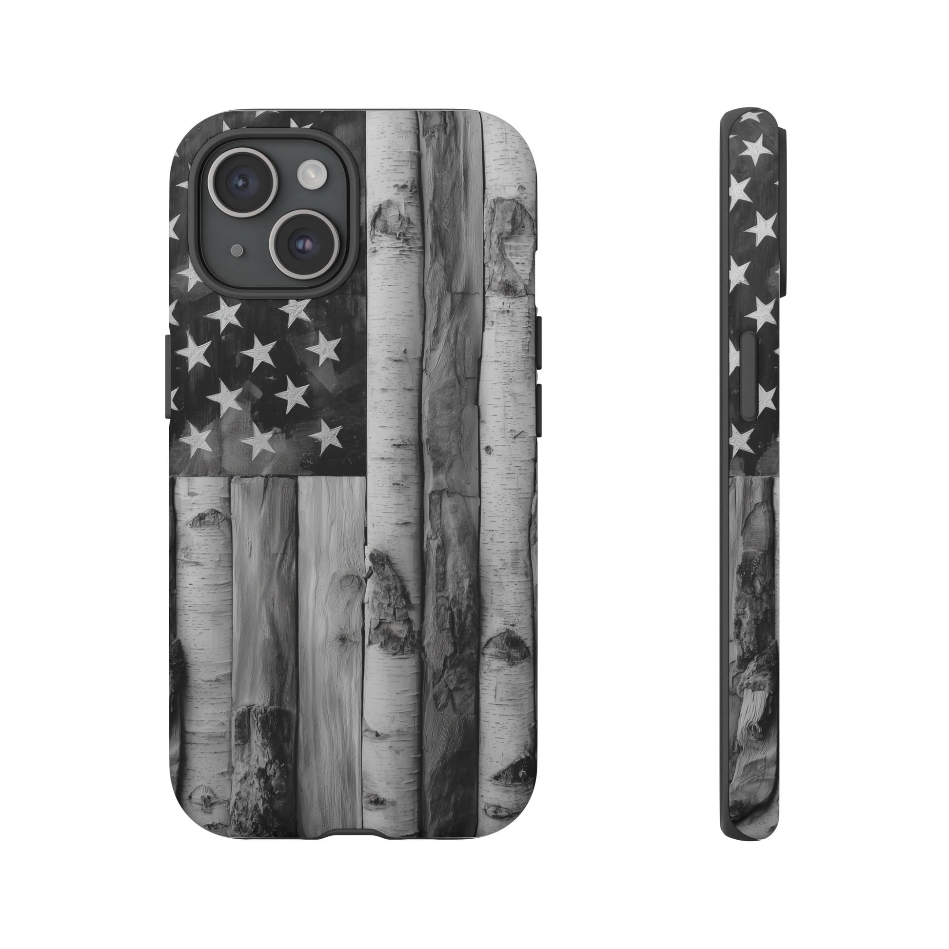 American Flag Flat Gray Wood Tone