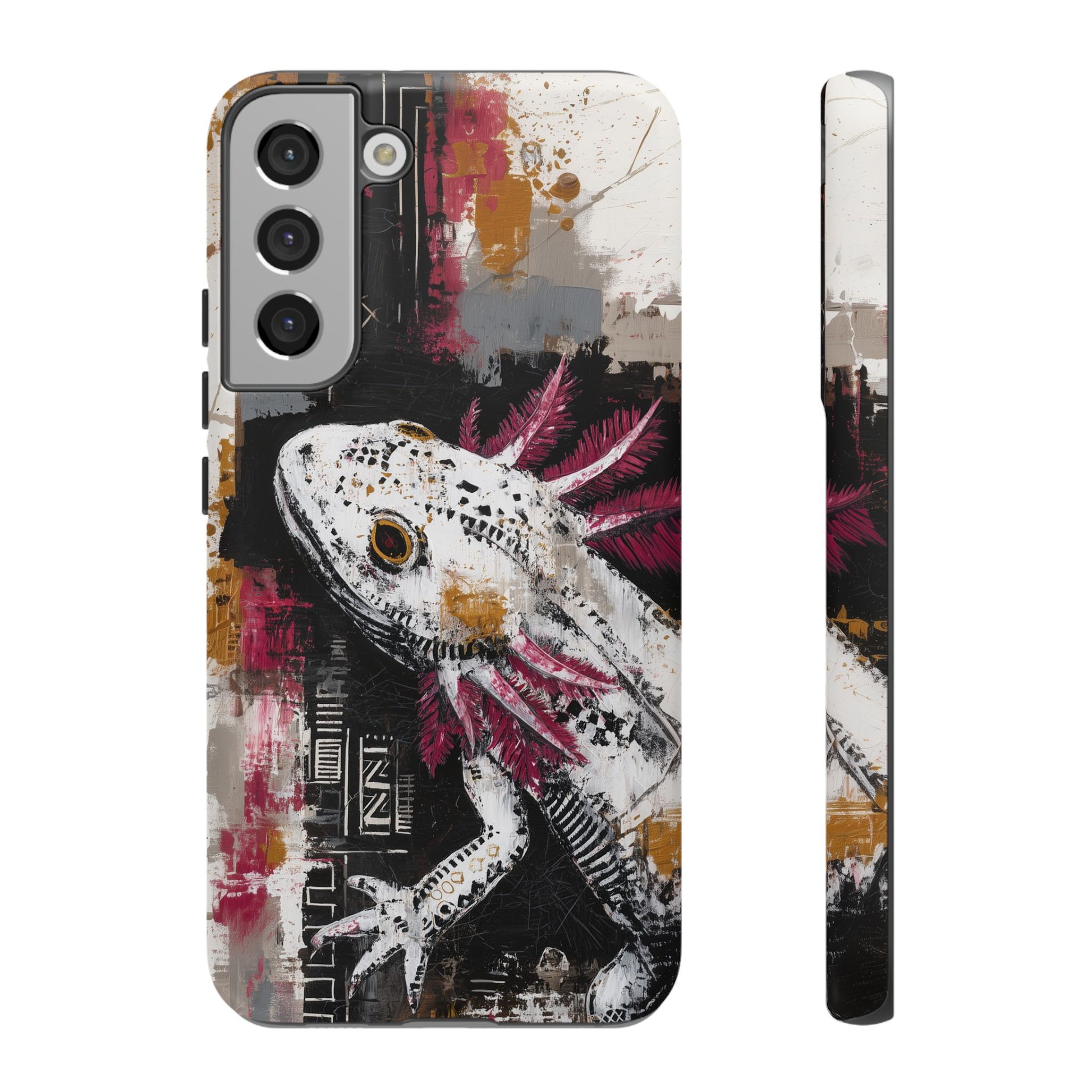 Abstract Axolotl White Pink Artwork