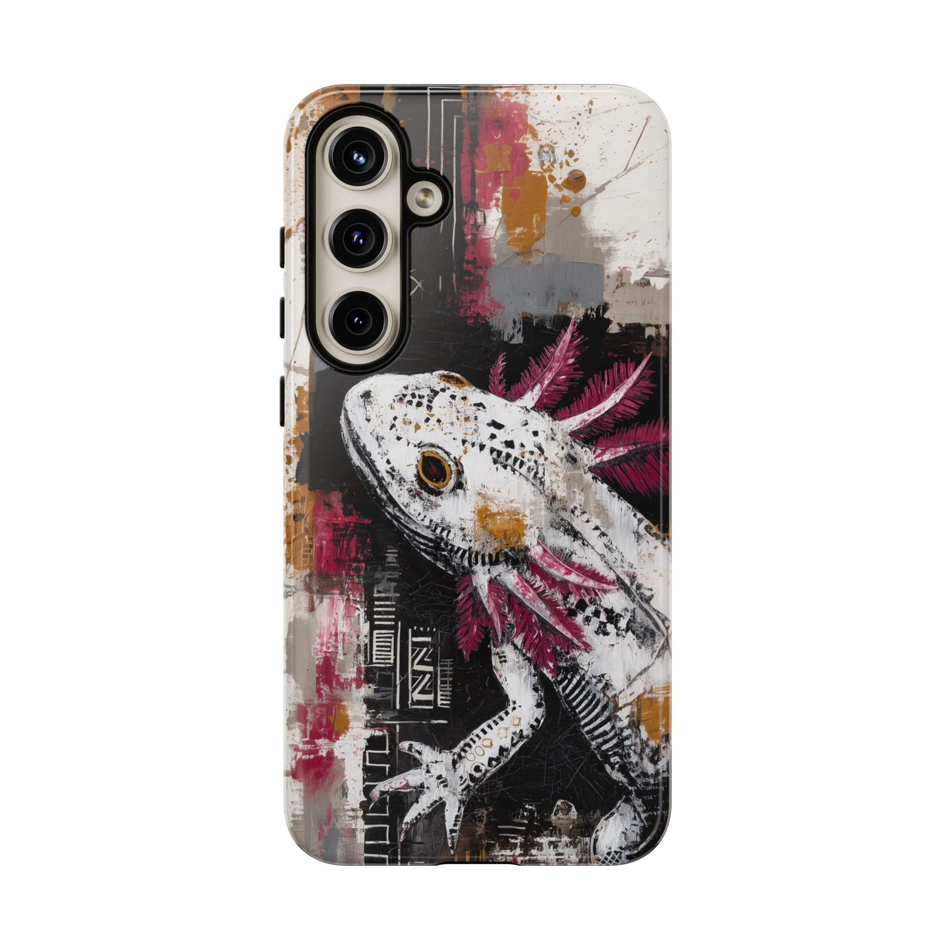 Abstract Axolotl White Pink Artwork