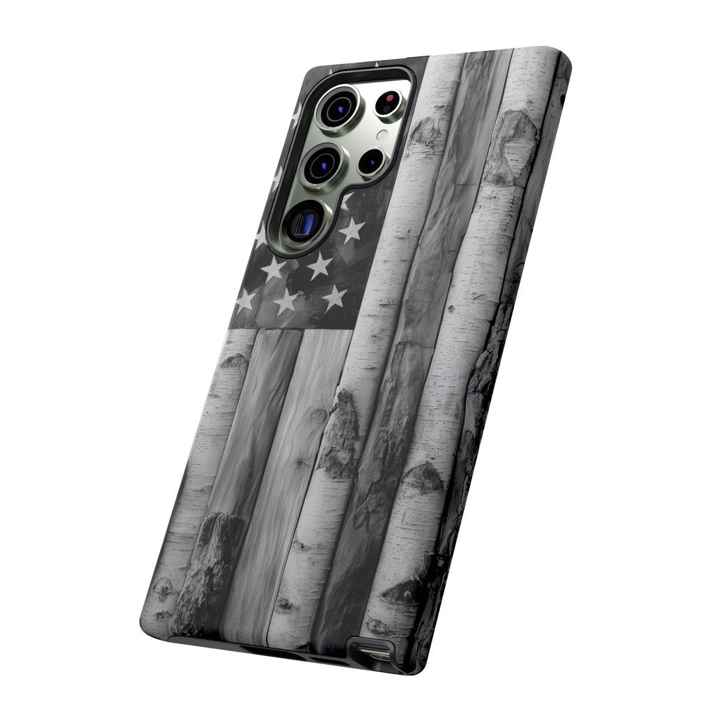 American Flag Flat Gray Wood Tone