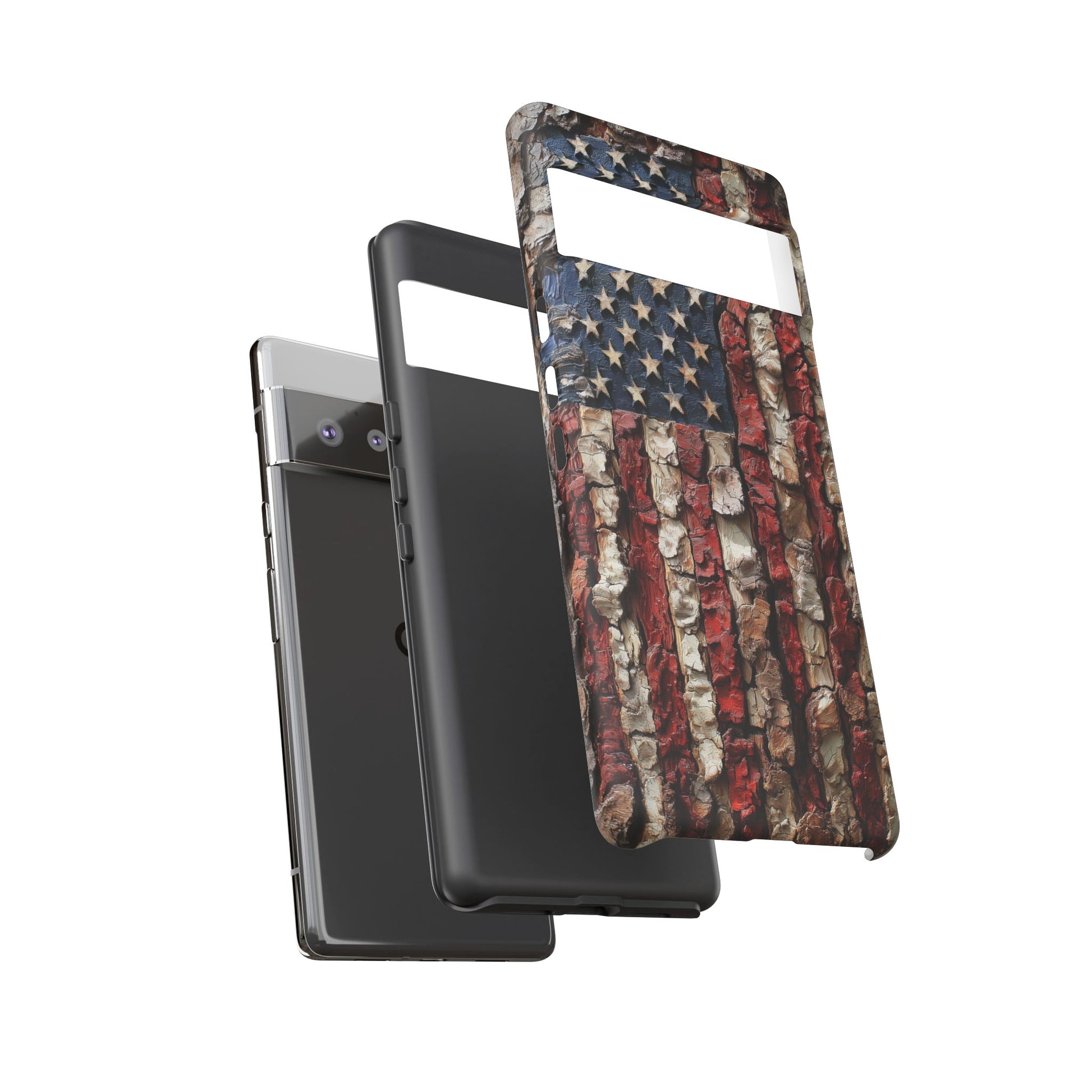 American Flag Bark Wood UV Print