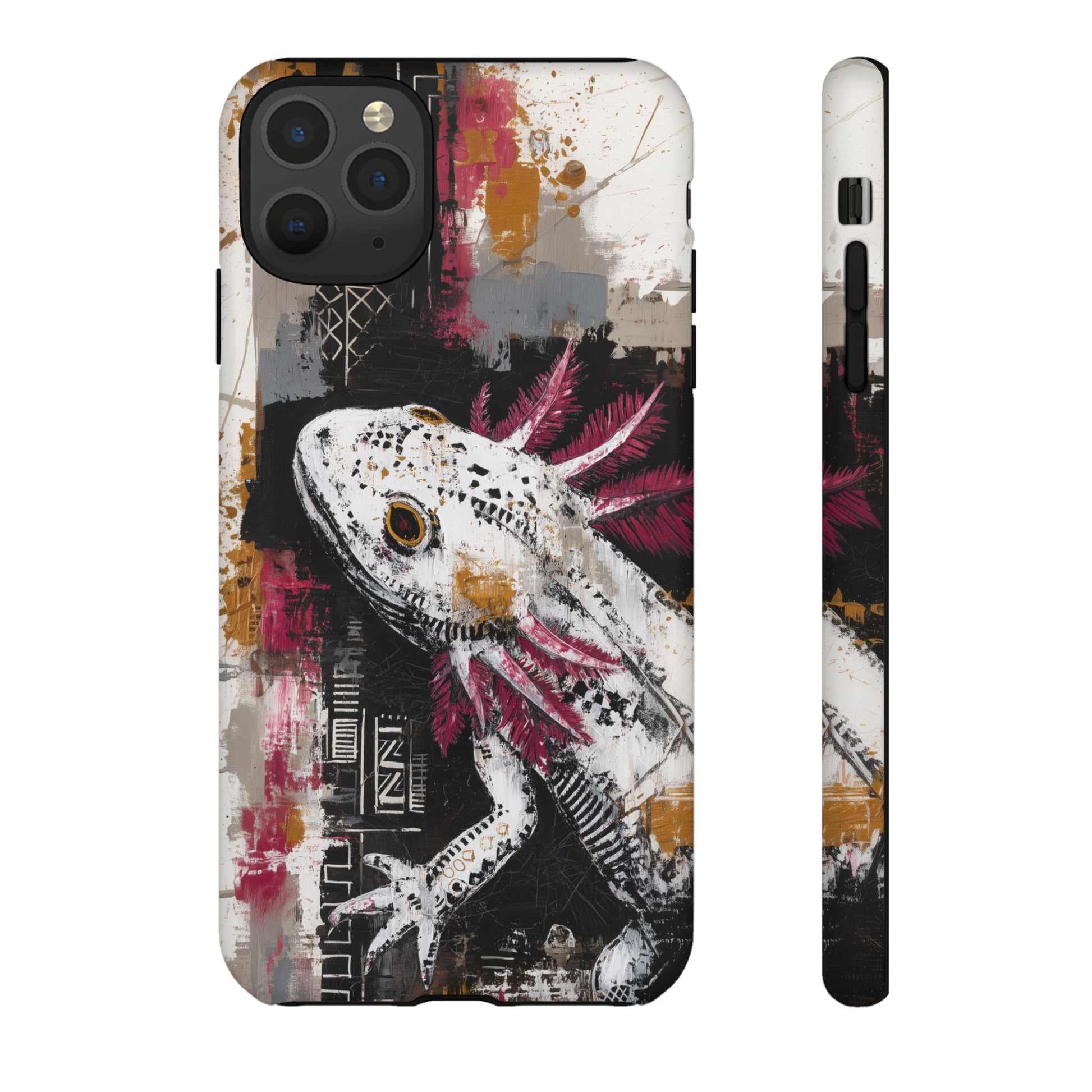 Abstract Axolotl White Pink Artwork