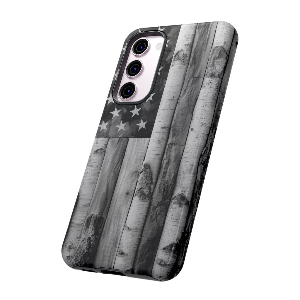 American Flag Flat Gray Wood Tone