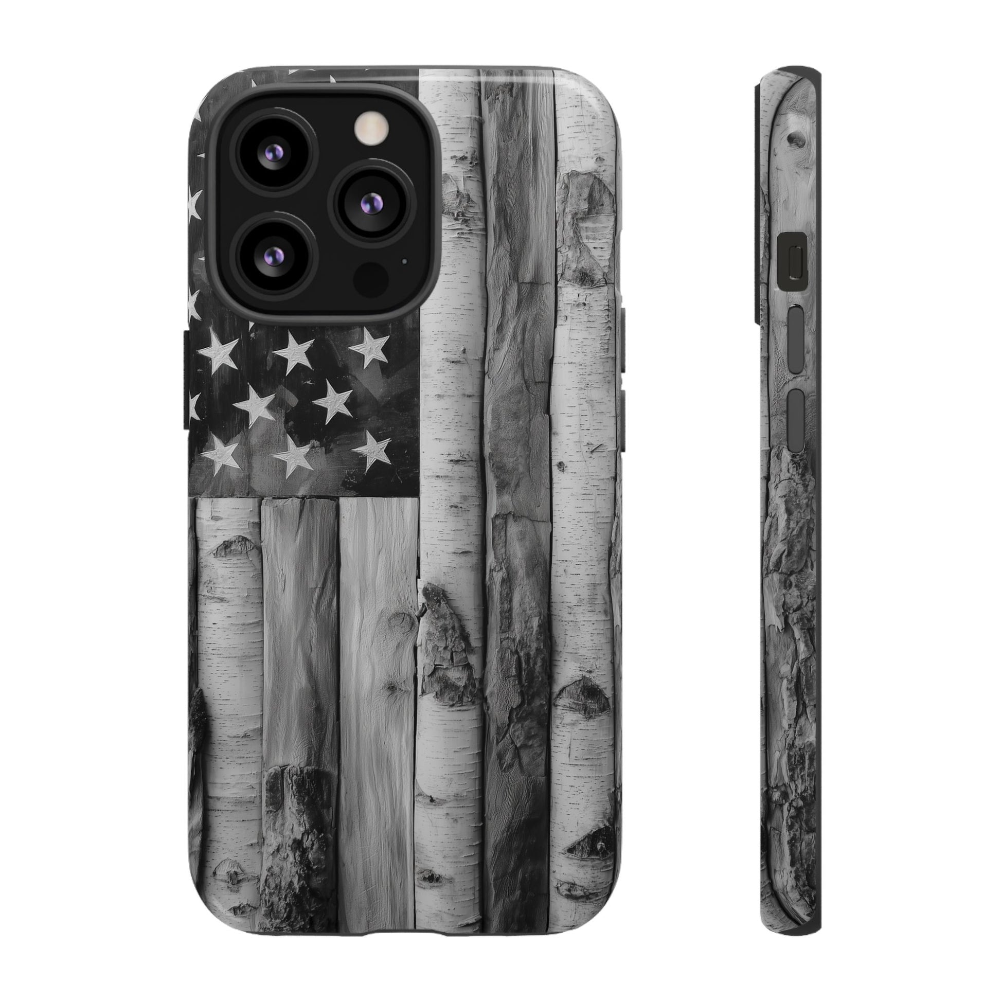 American Flag Flat Gray Wood Tone