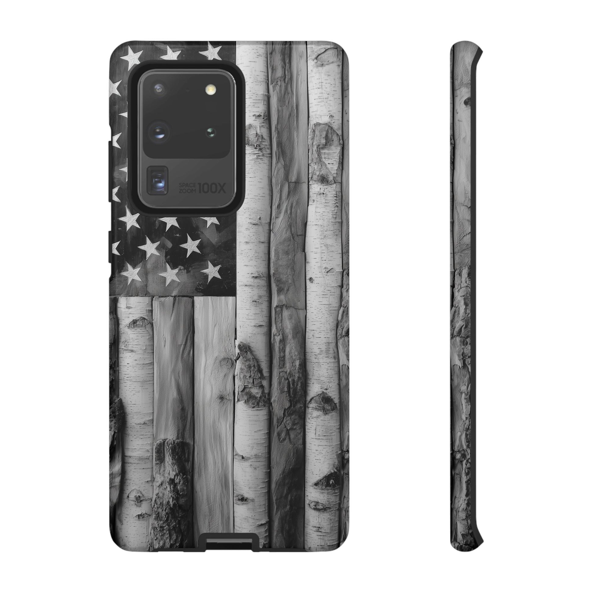 American Flag Flat Gray Wood Tone