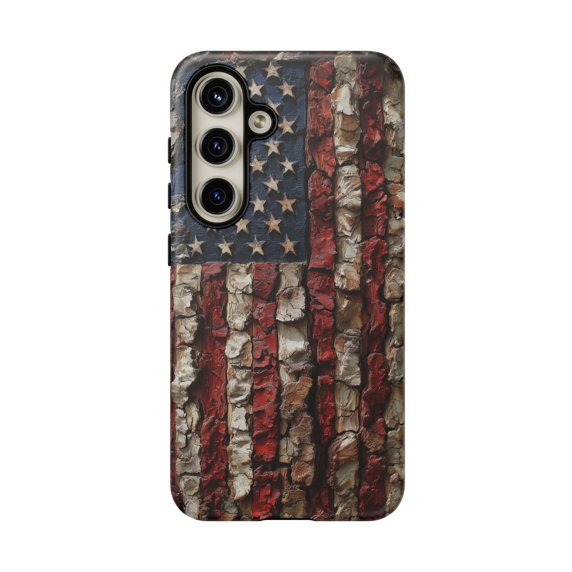 American Flag Bark Wood UV Print