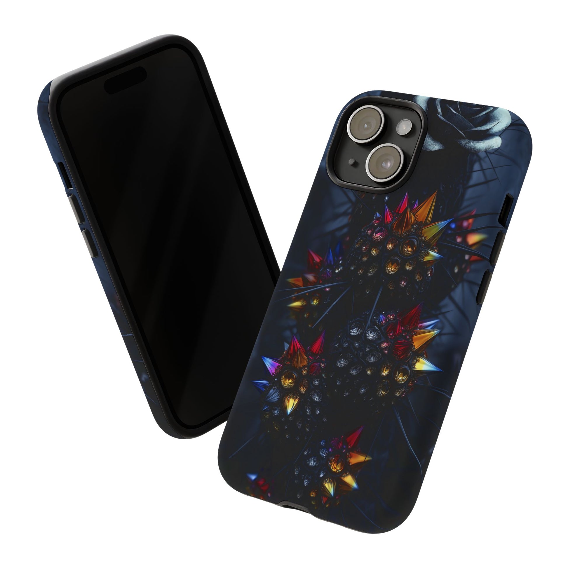 Black Cactus Colorful Glass Shards Dark Desert