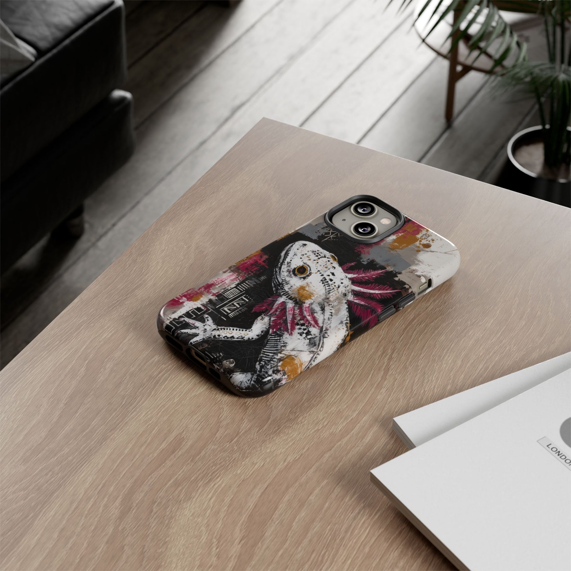 Abstract Axolotl White Pink Artwork