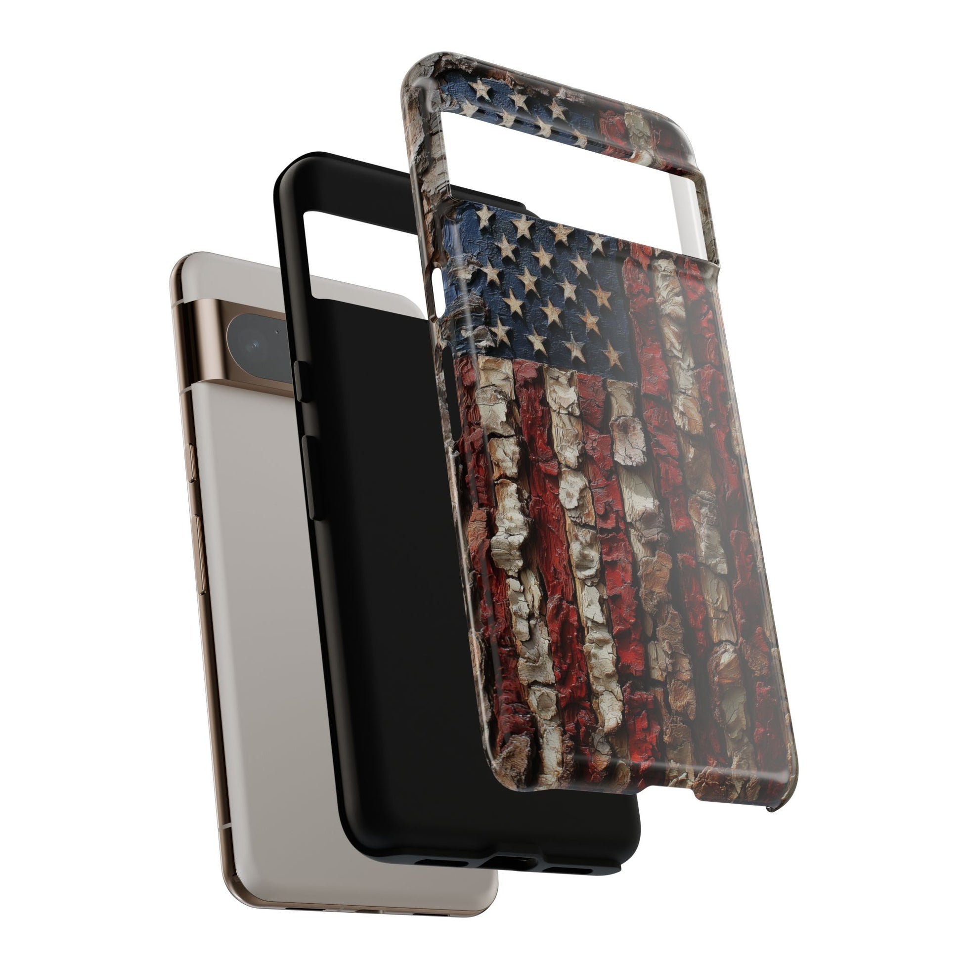 American Flag Bark Wood UV Print