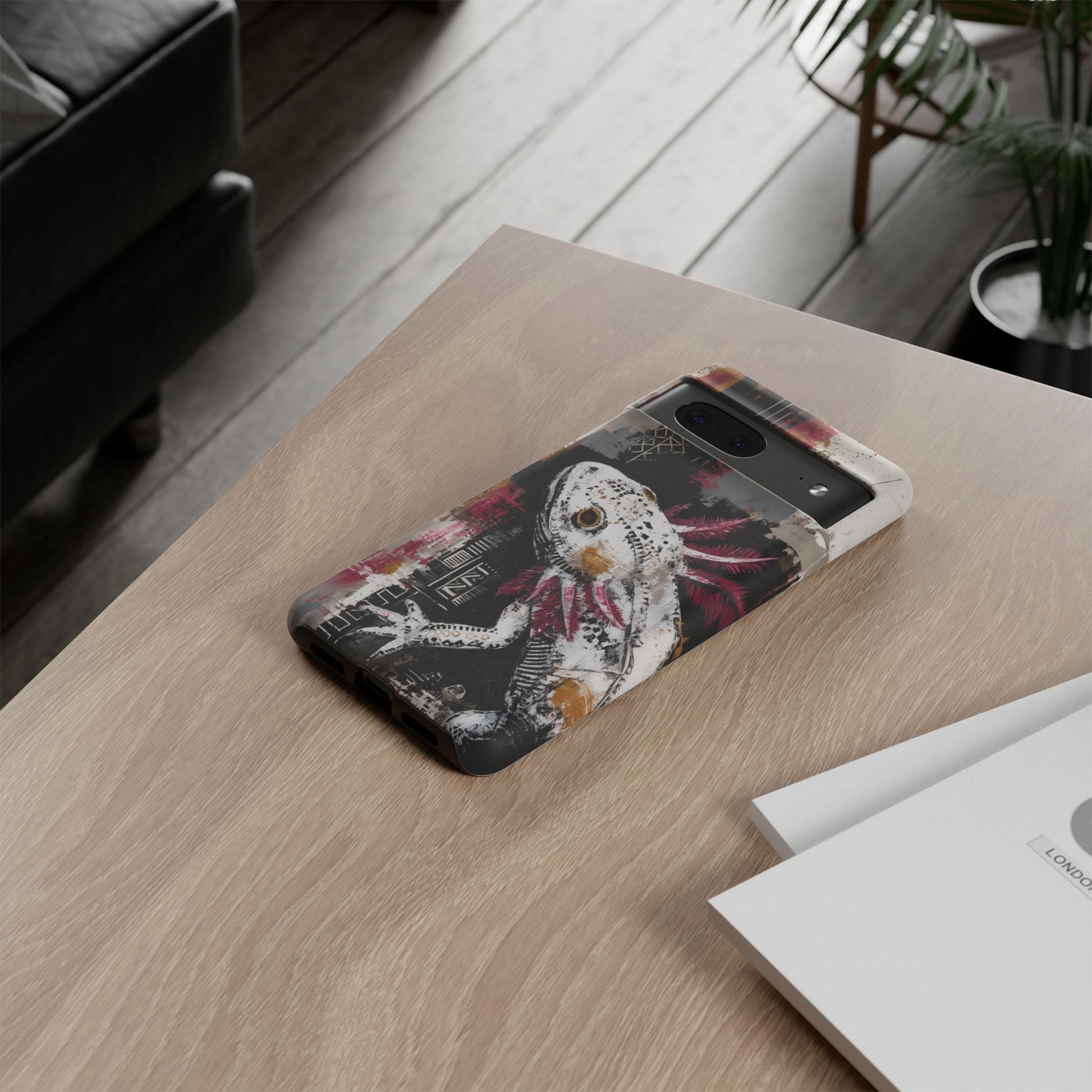 Abstract Axolotl White Pink Artwork