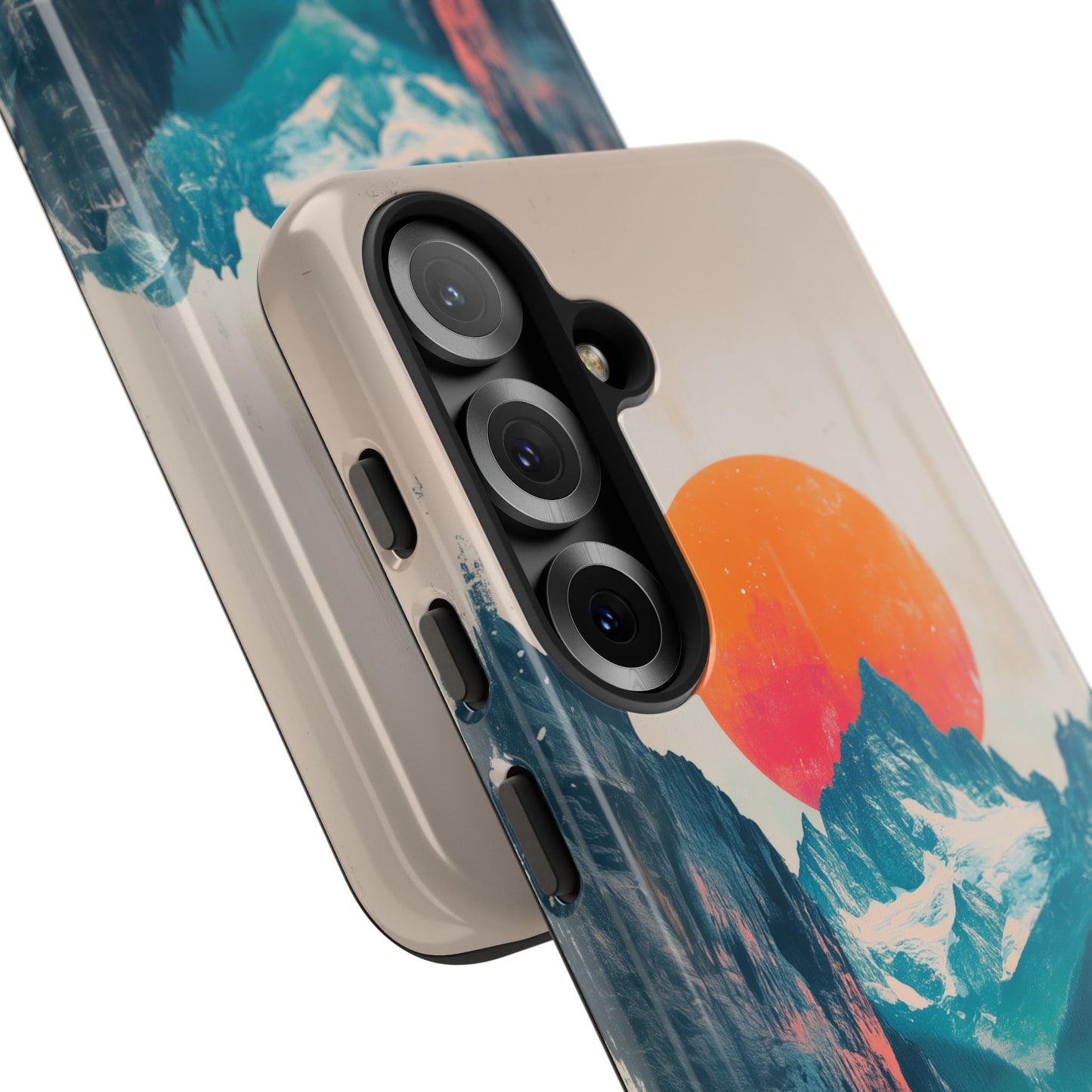 Blue Mountain Orange Sun Risograph