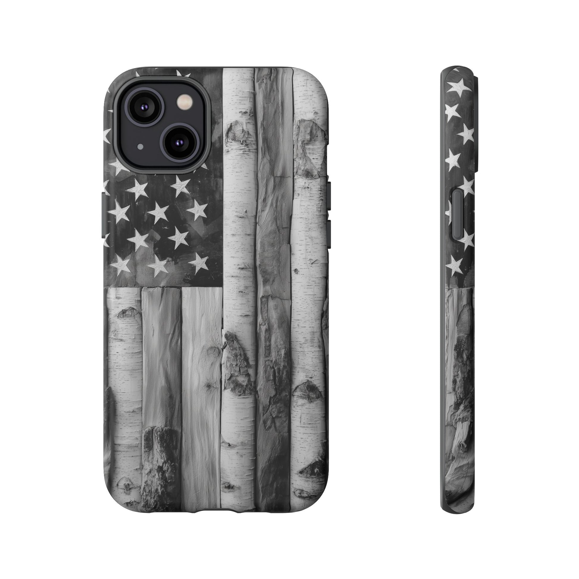 American Flag Flat Gray Wood Tone