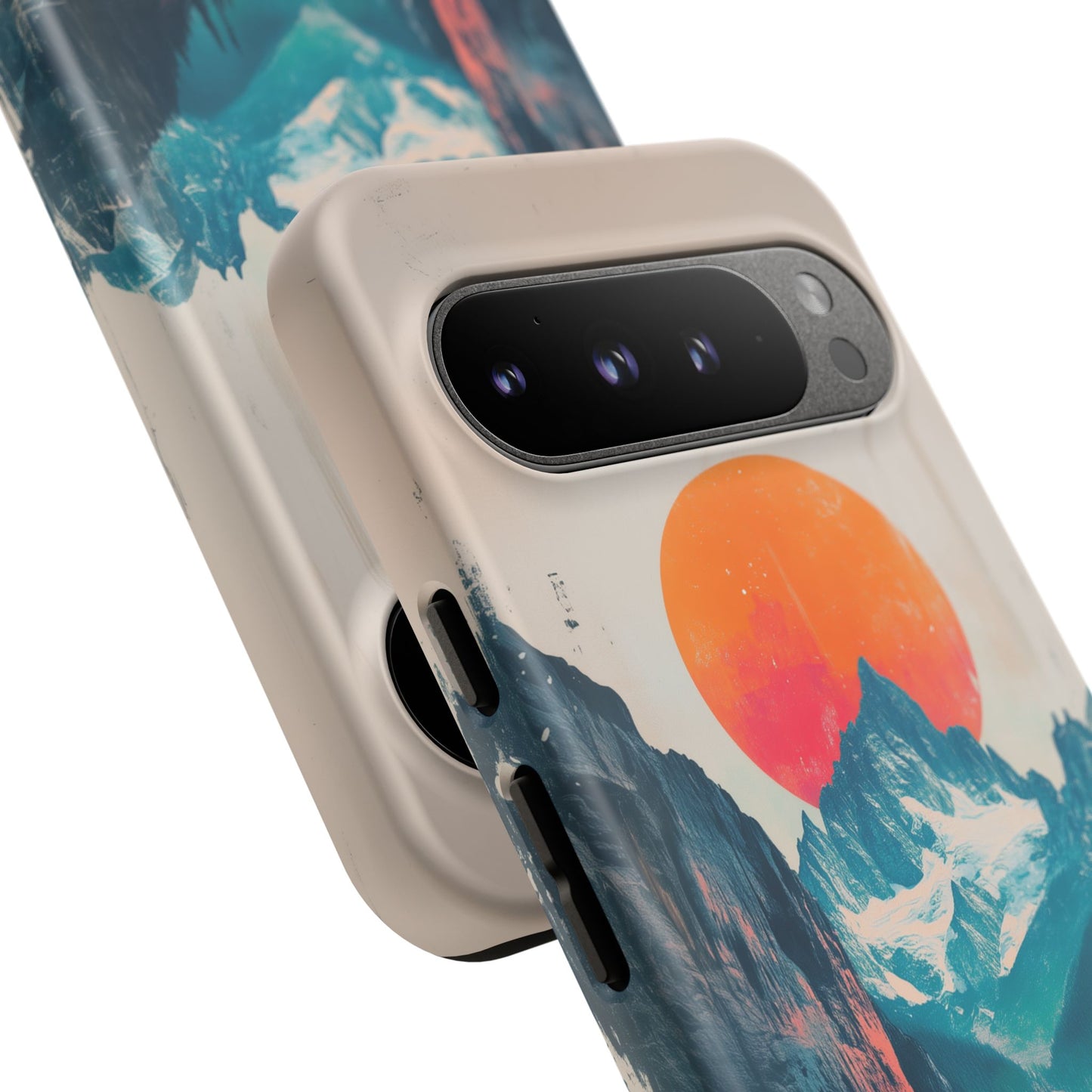 Blue Mountain Orange Sun Risograph