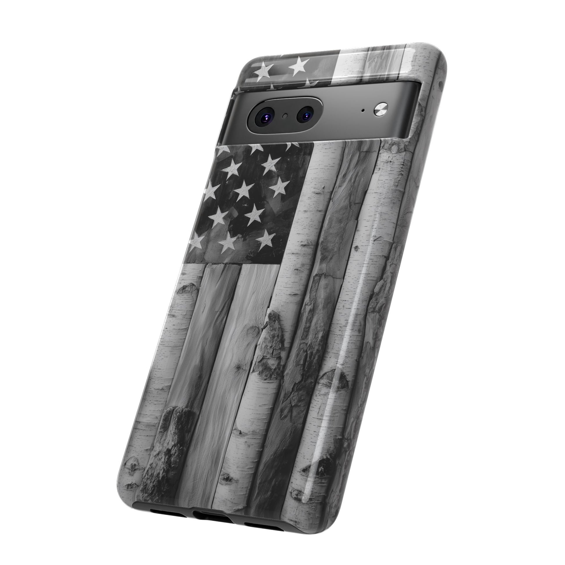 American Flag Flat Gray Wood Tone