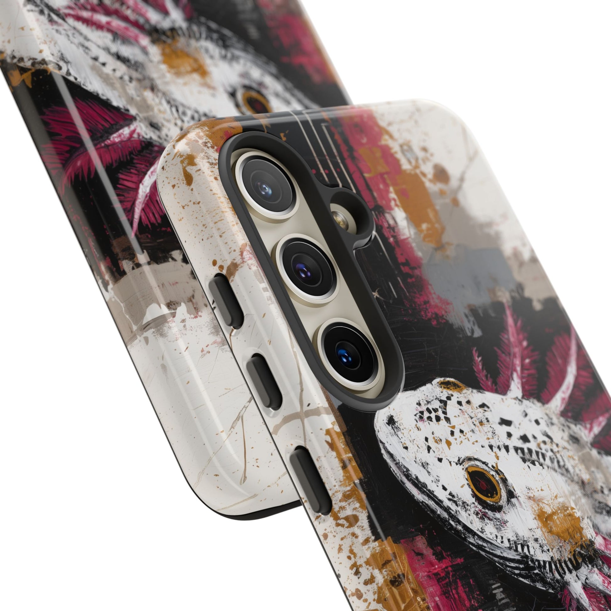Abstract Axolotl White Pink Artwork