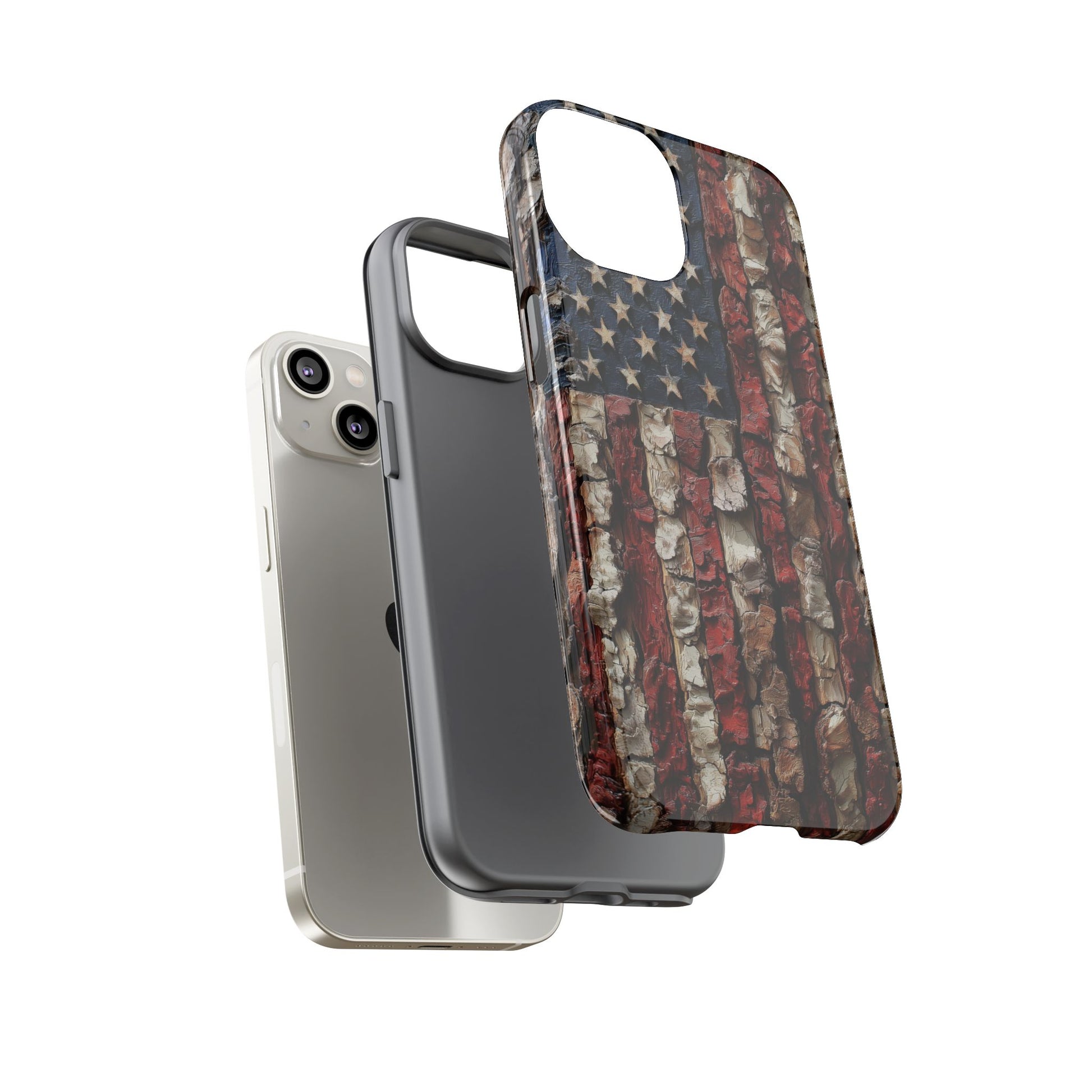 American Flag Bark Wood UV Print