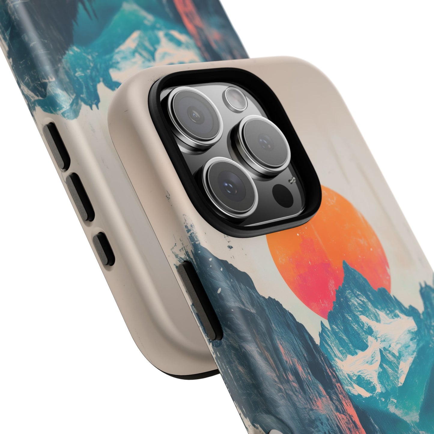 Blue Mountain Orange Sun Risograph