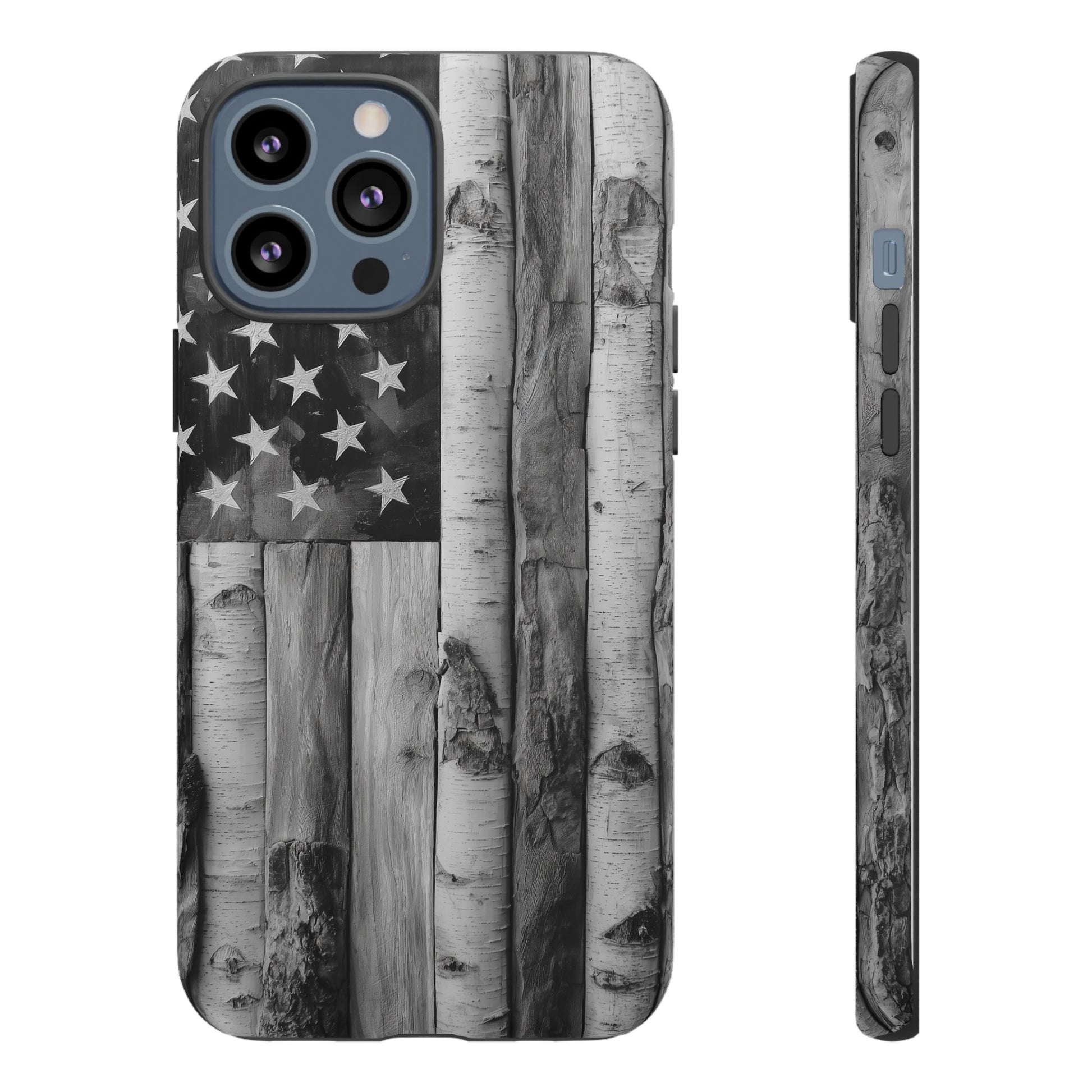 American Flag Flat Gray Wood Tone