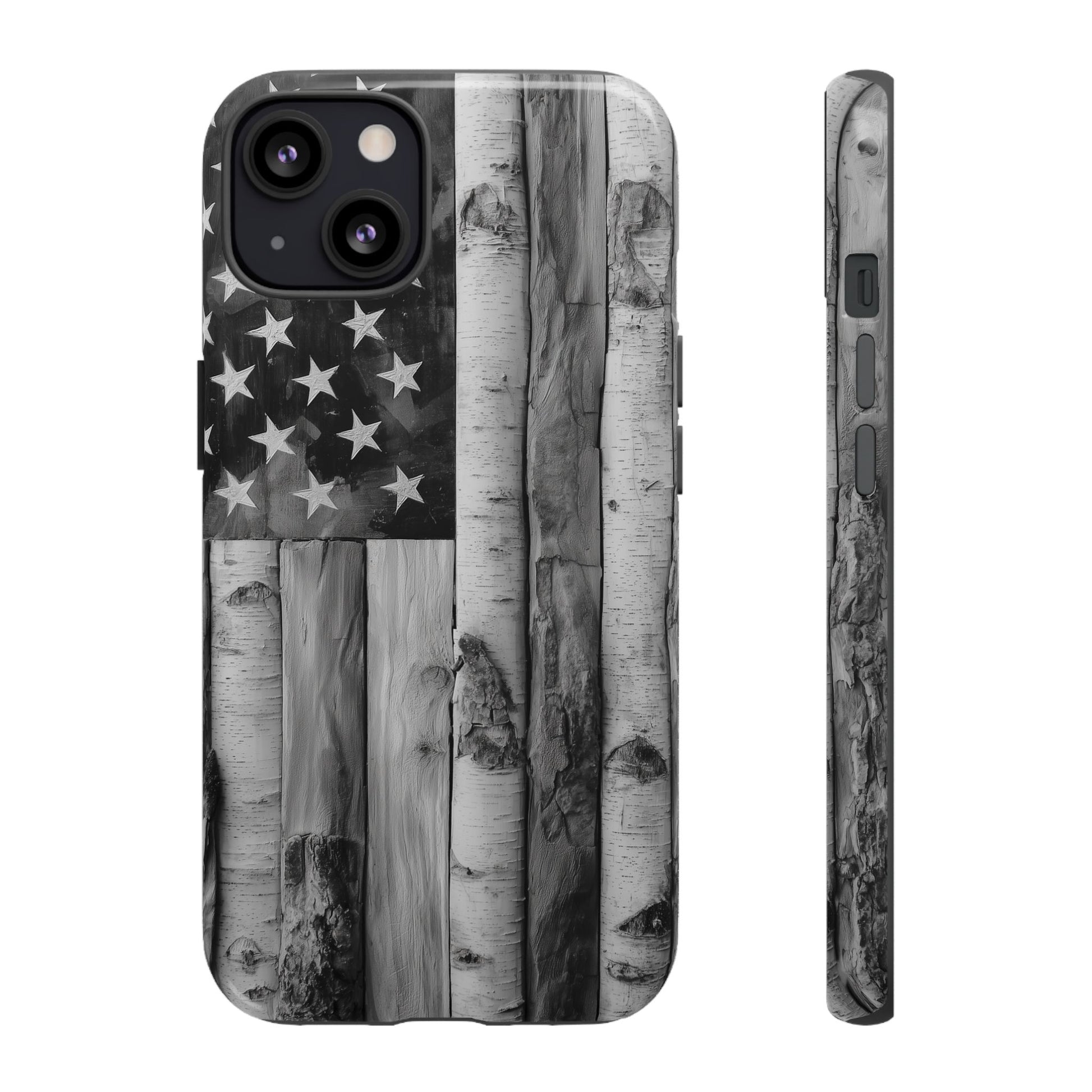 American Flag Flat Gray Wood Tone