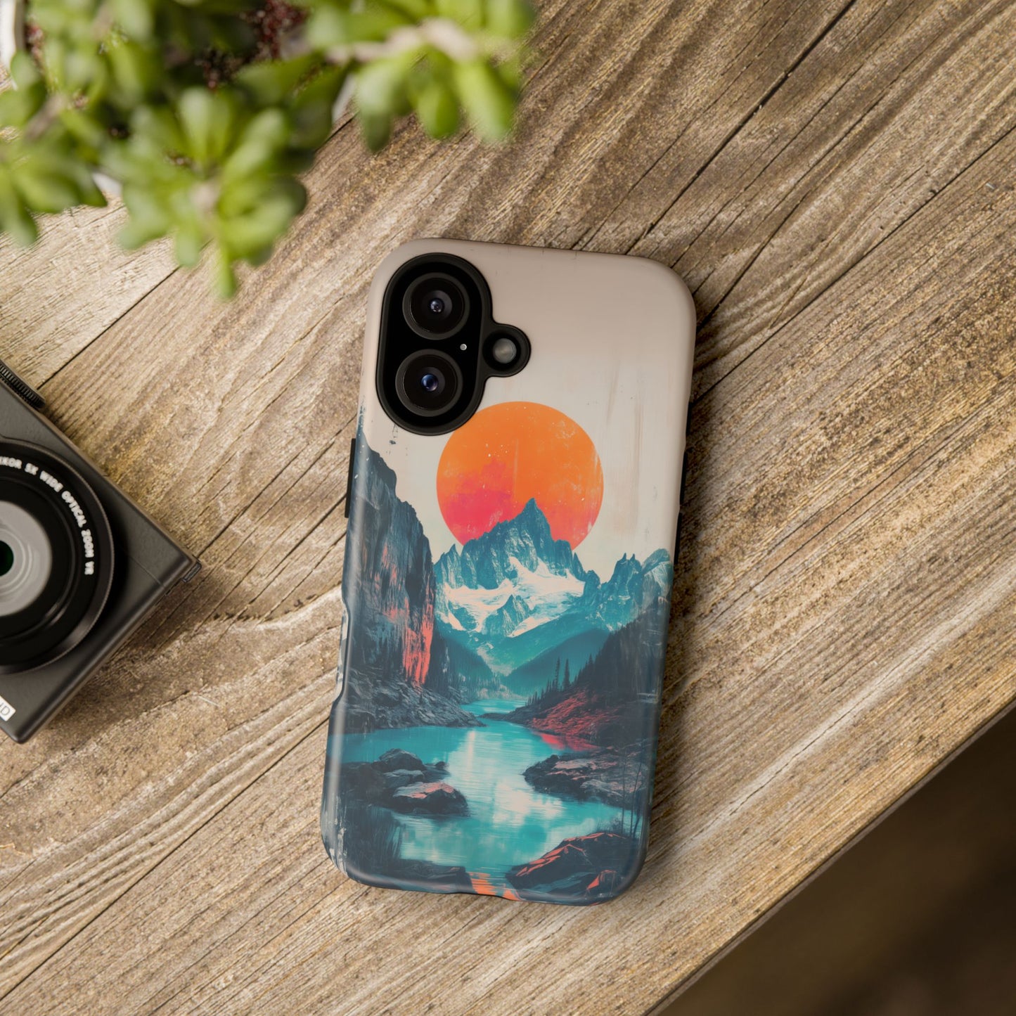 Blue Mountain Orange Sun Risograph